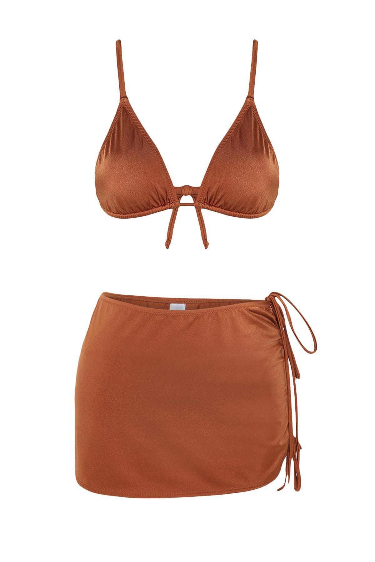 Brown Triangle Co-Ord Bikini Set, , large image number 7