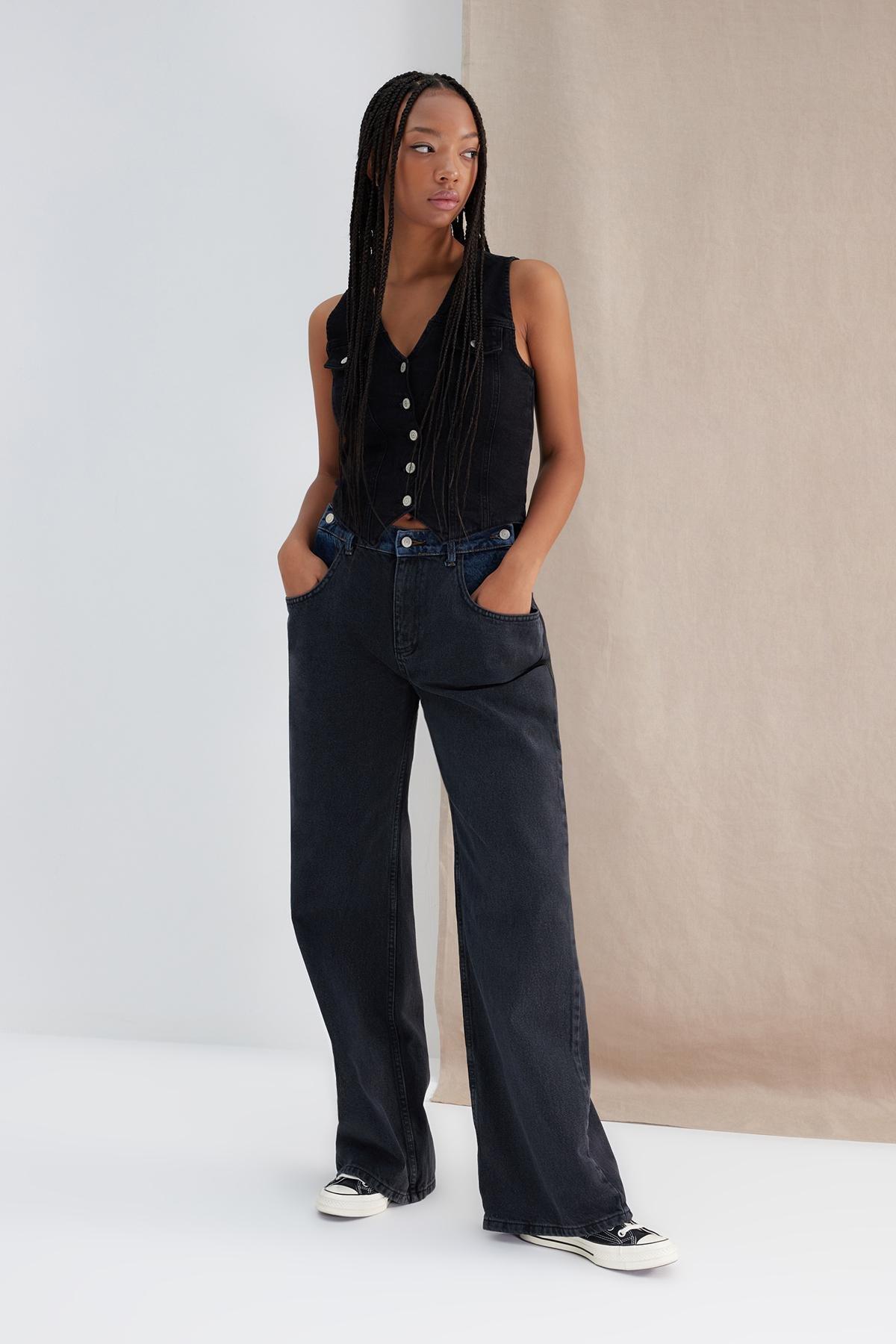 Black Sustainable Denim Vest, , large image number 1