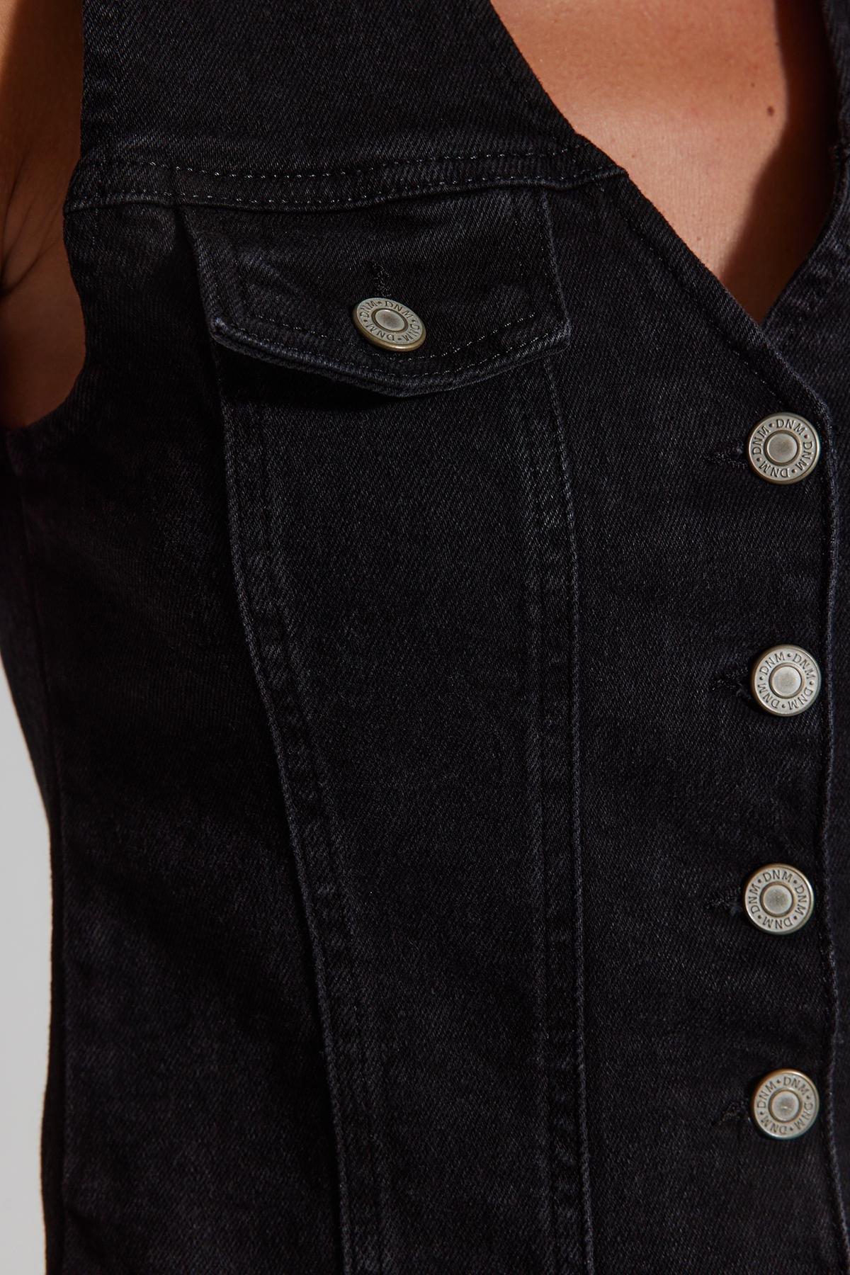 Black Sustainable Denim Vest, , large image number 5