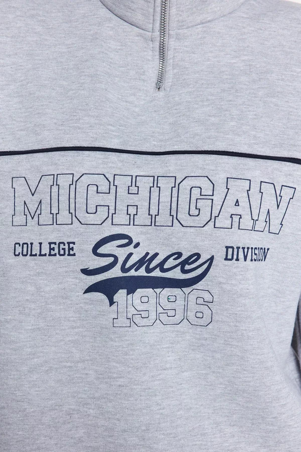 Grey Printed Oversized Knitted Sweatshirt, , large image number 3