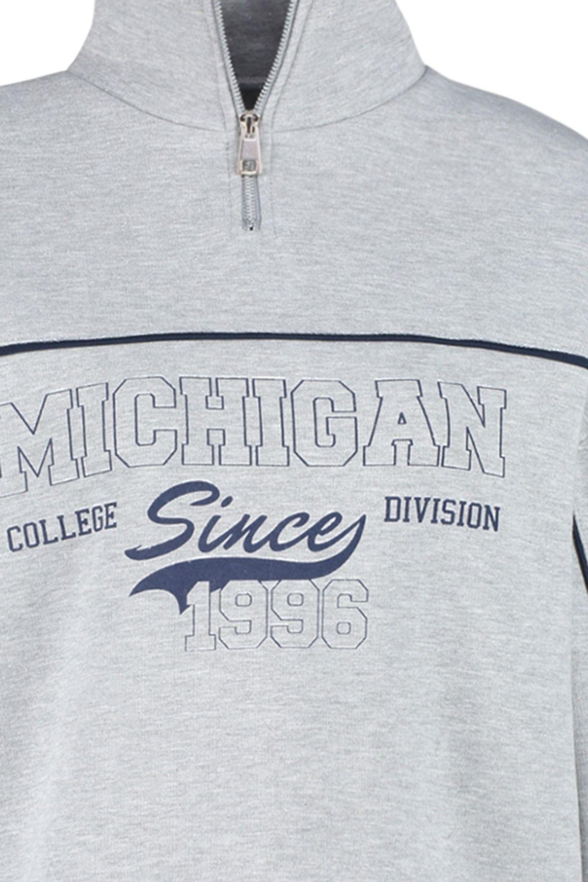 Grey Printed Oversized Knitted Sweatshirt, , large image number 4