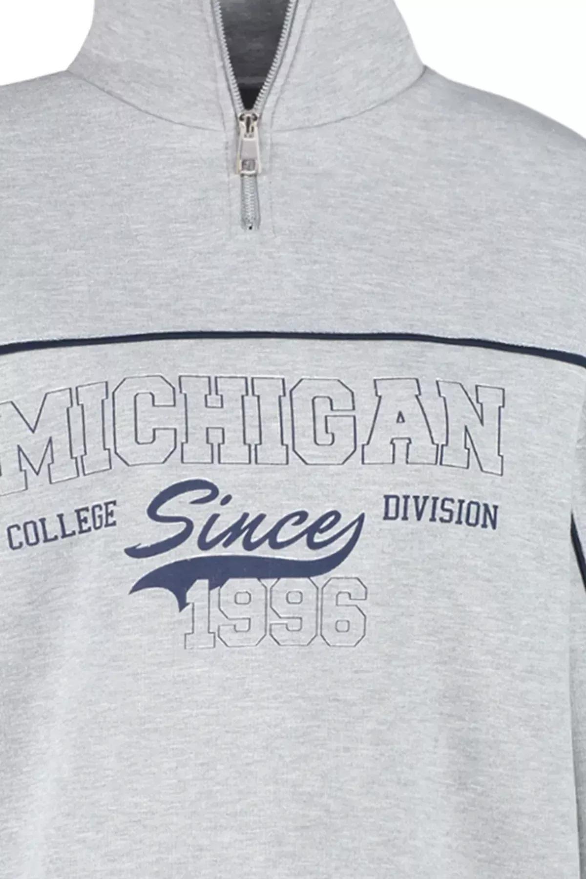 Grey Printed Oversized Knitted Sweatshirt, , large image number 5