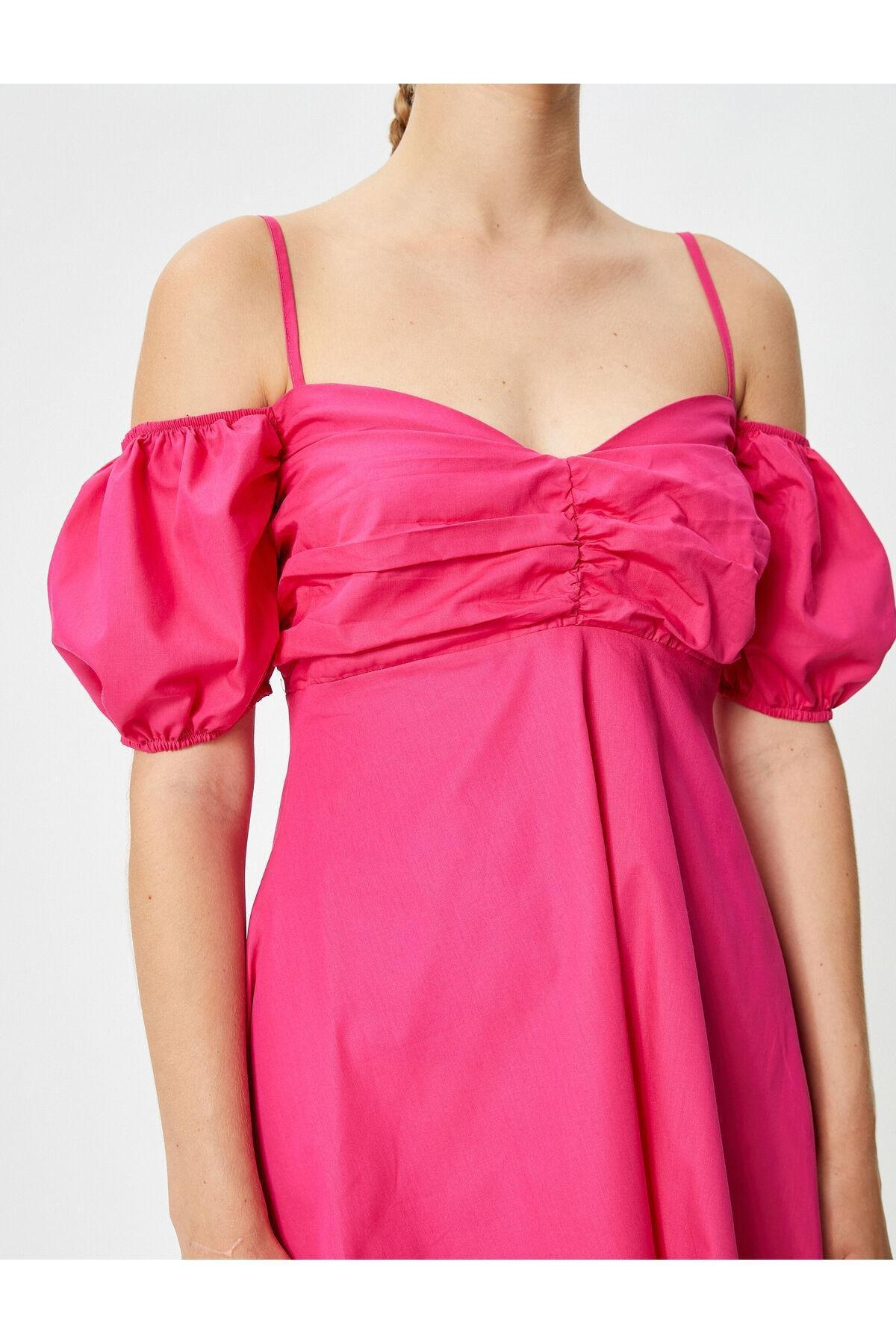 Koton - Pink Balloon Sleeve Mini Dress