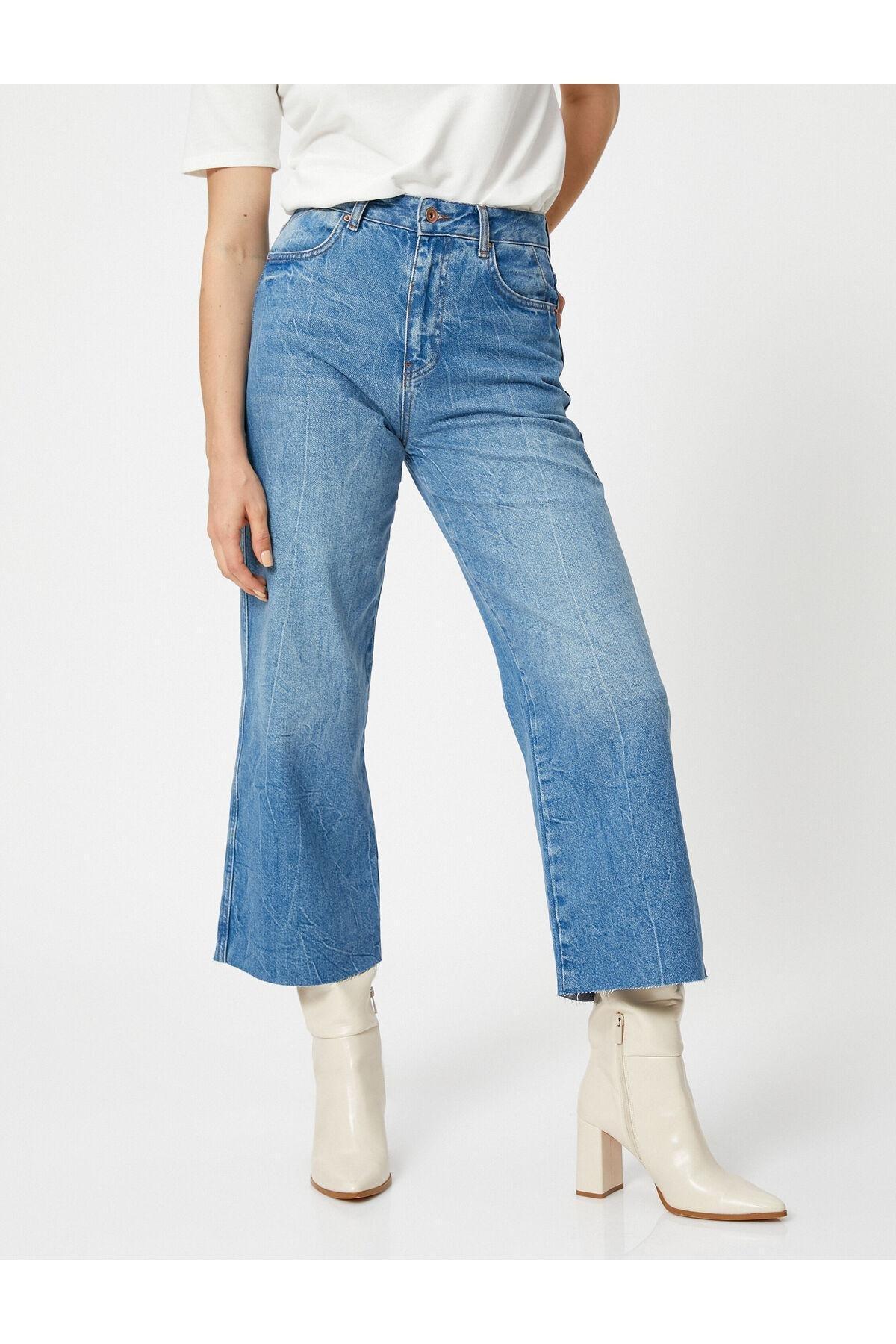 Koton - Blue Extra Wide Crop Jeans