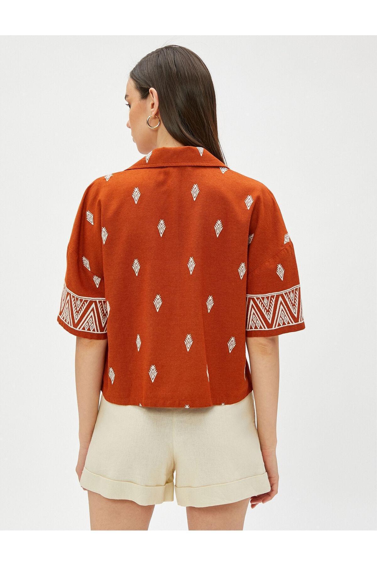 Koton - Brown Ethnic Pattern Shirt