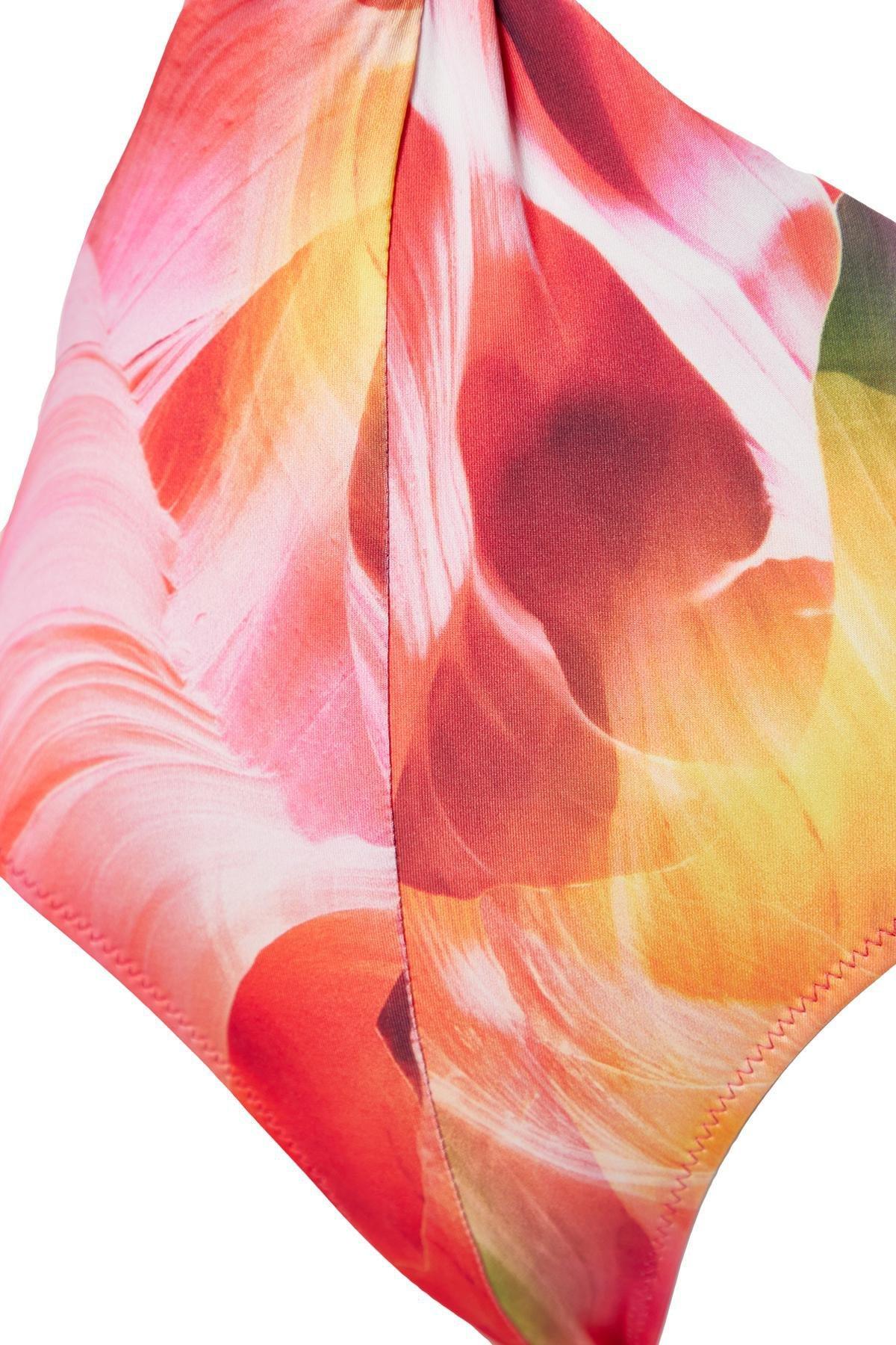 Multicolour Patterned Knotted Swimsuit, , large image number 5