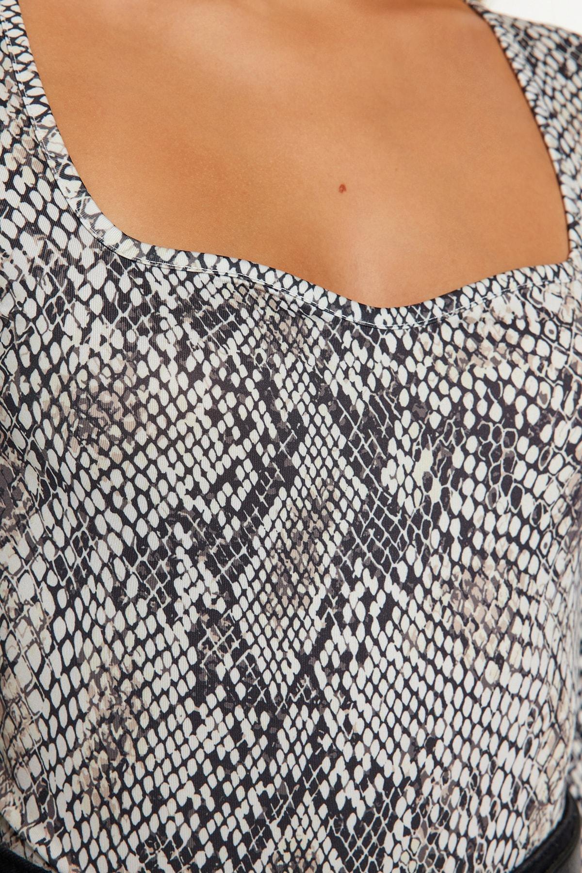 Multicolour Printed Collared Knitted Body, , large image number 3