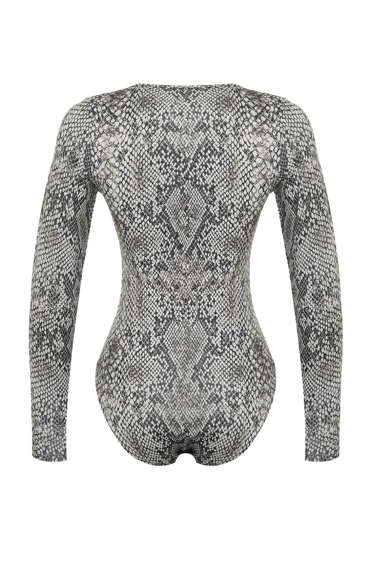 Multicolour Printed Collared Knitted Body, , large image number 7