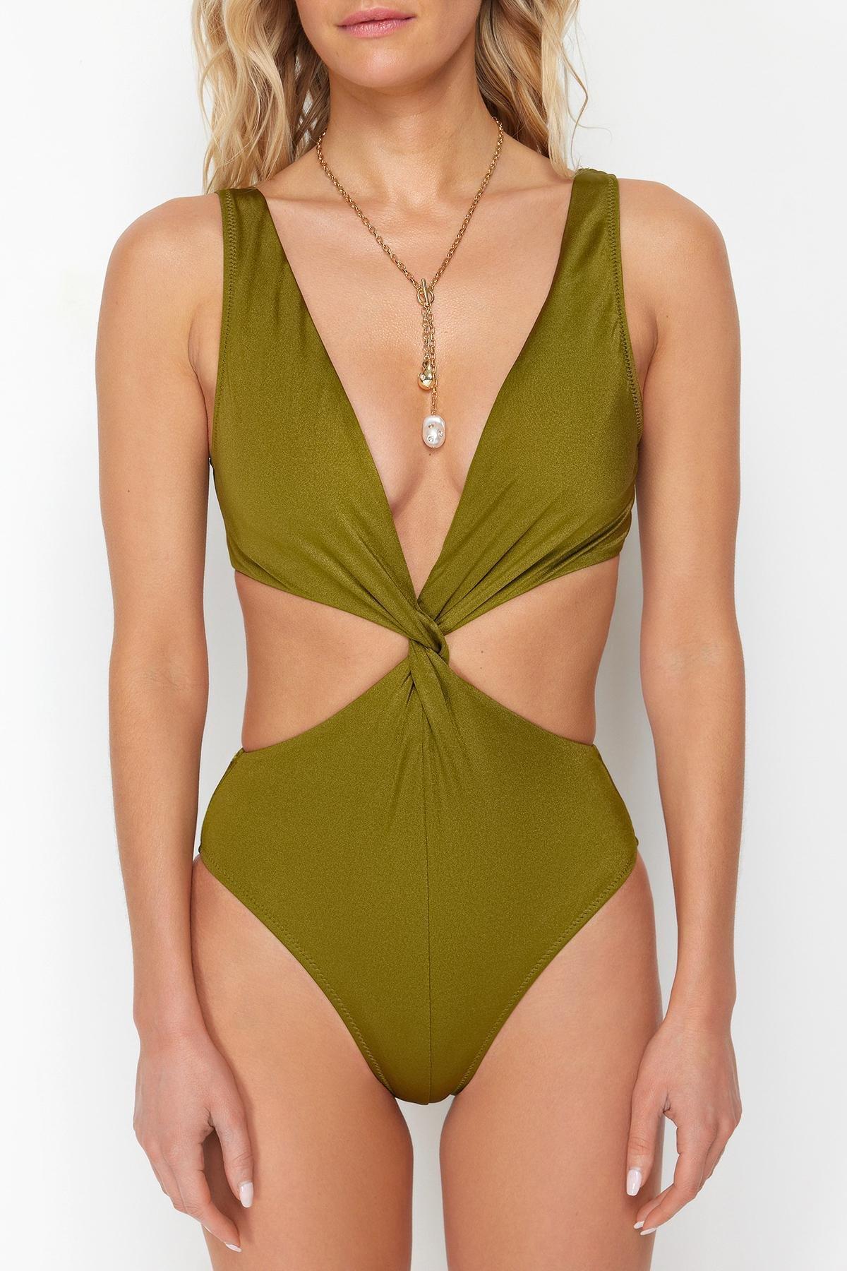 Green Knotted Swimsuit, , large image number 3