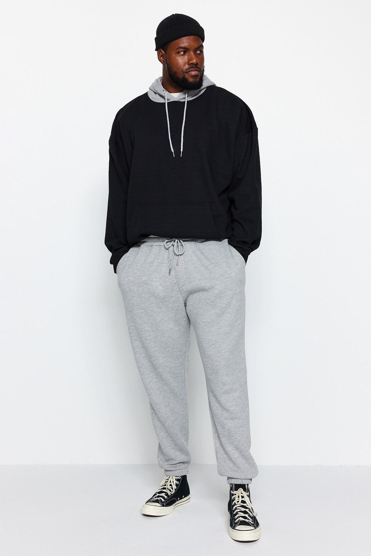 Grey Plus Size Elastic Leg Sweatpants, , large image number 0