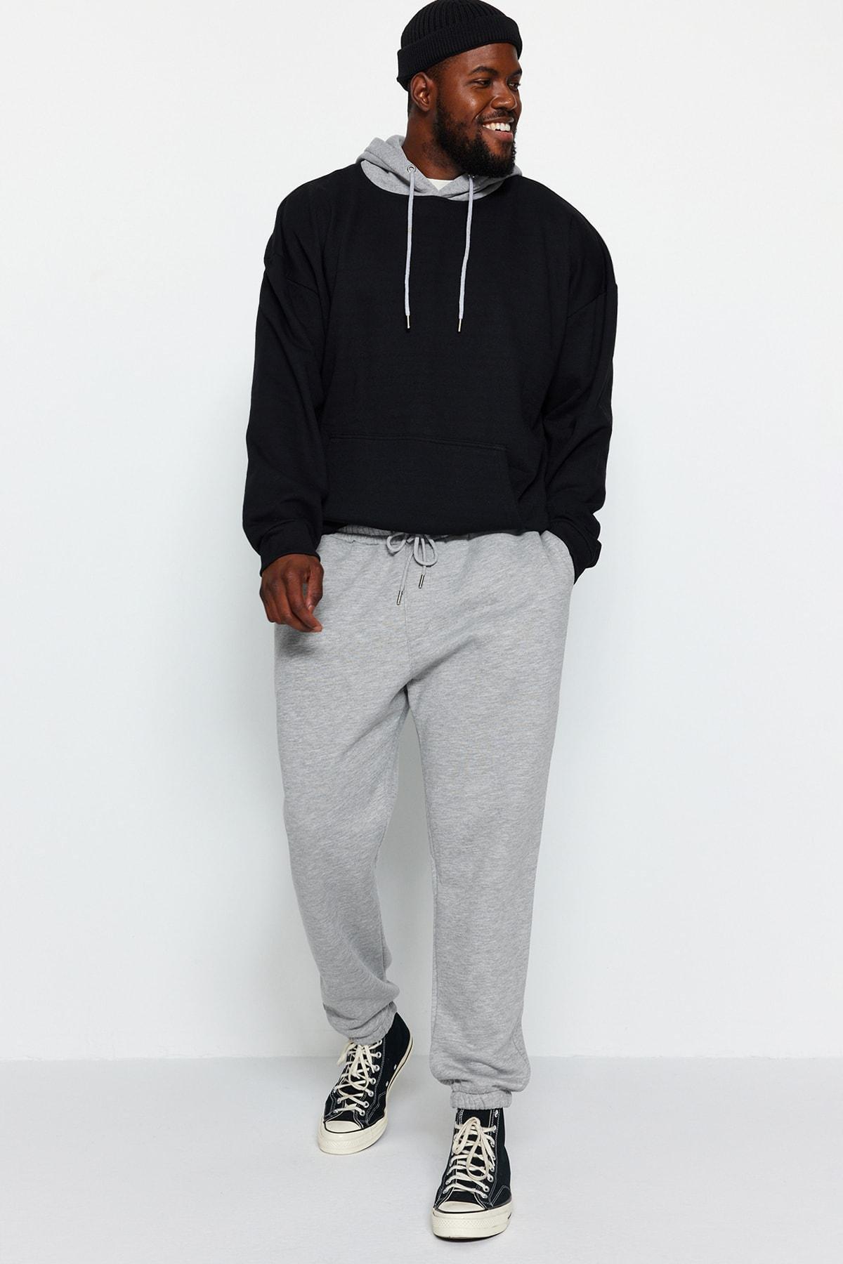 Grey Plus Size Elastic Leg Sweatpants, , large image number 2