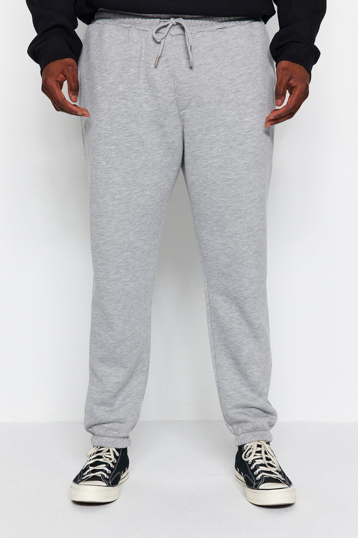 Grey Plus Size Elastic Leg Sweatpants, , large image number 3