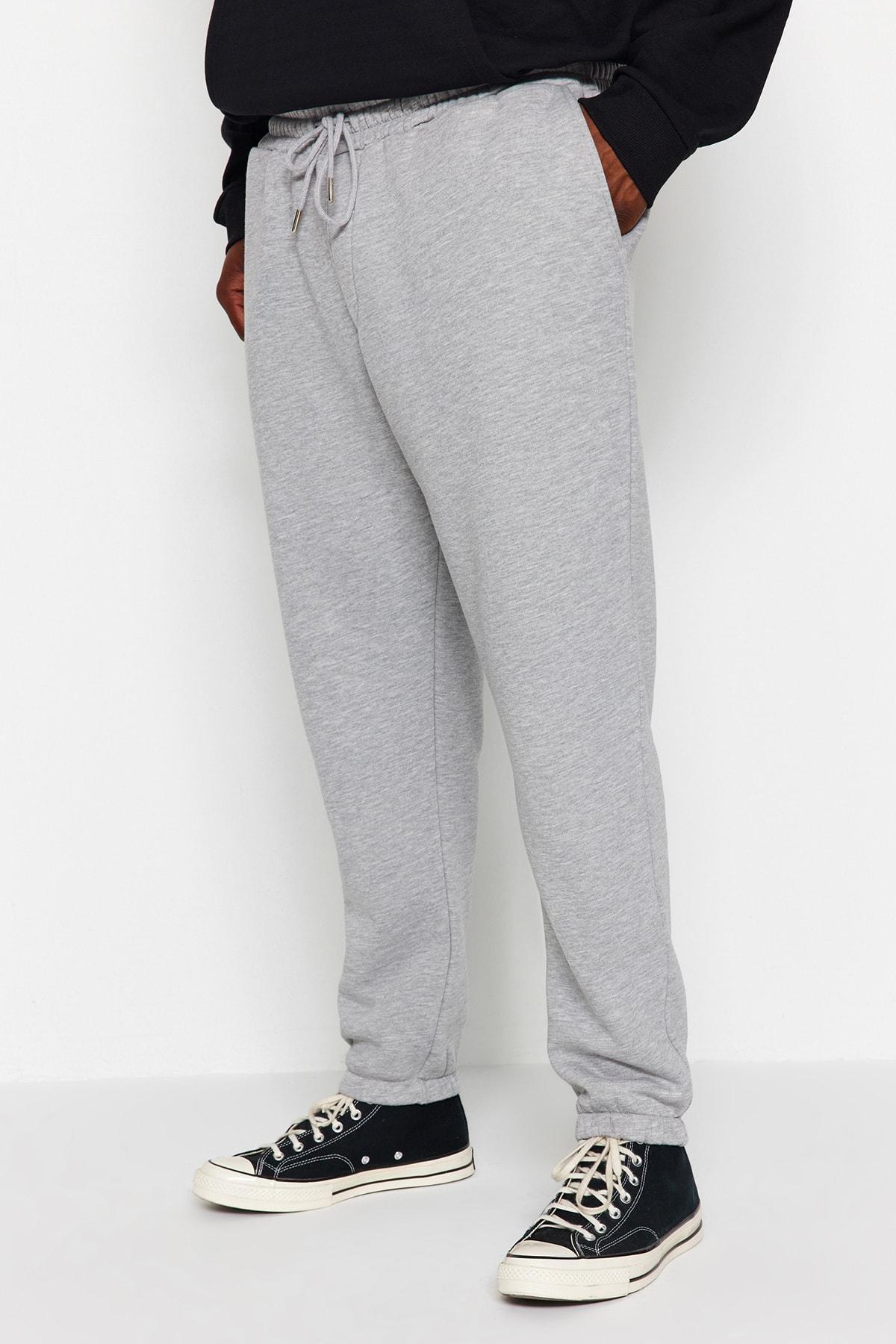 Grey Plus Size Elastic Leg Sweatpants, , large image number 4