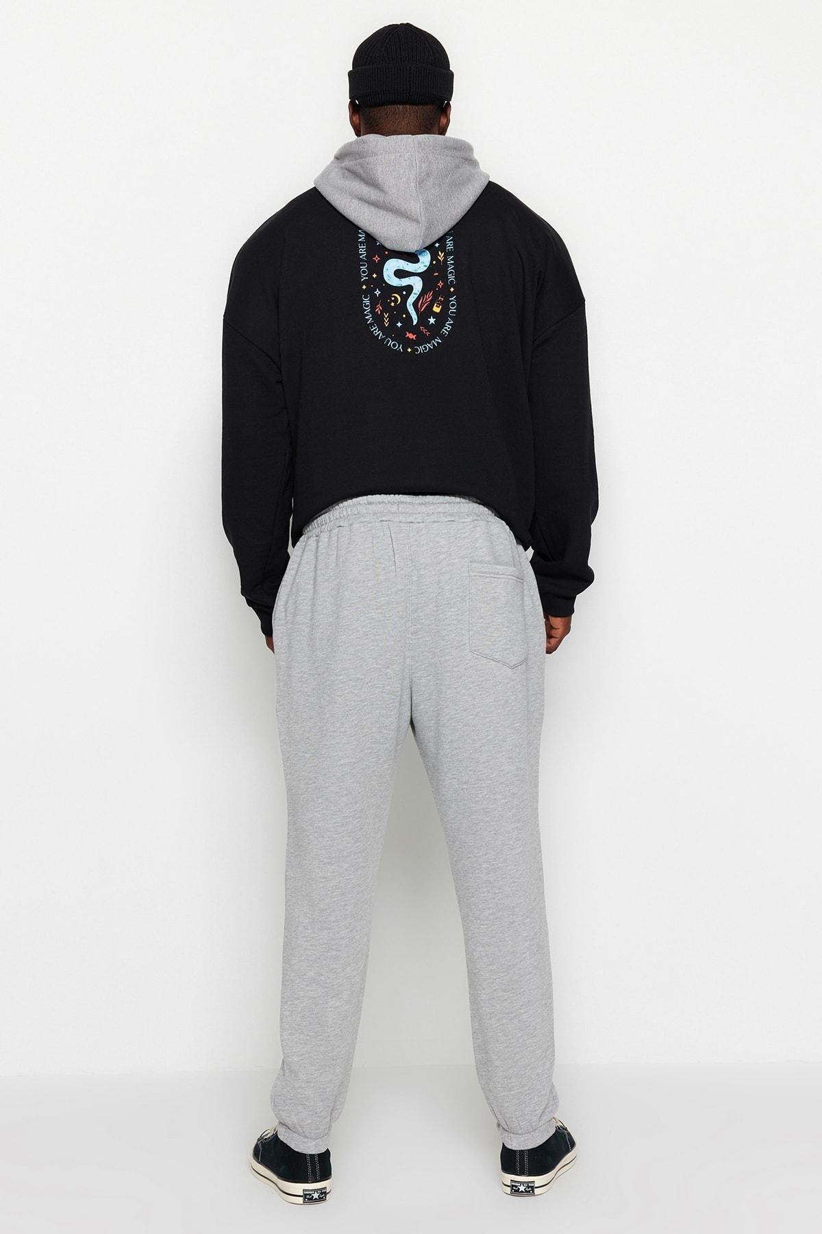 Grey Plus Size Elastic Leg Sweatpants, , large image number 5