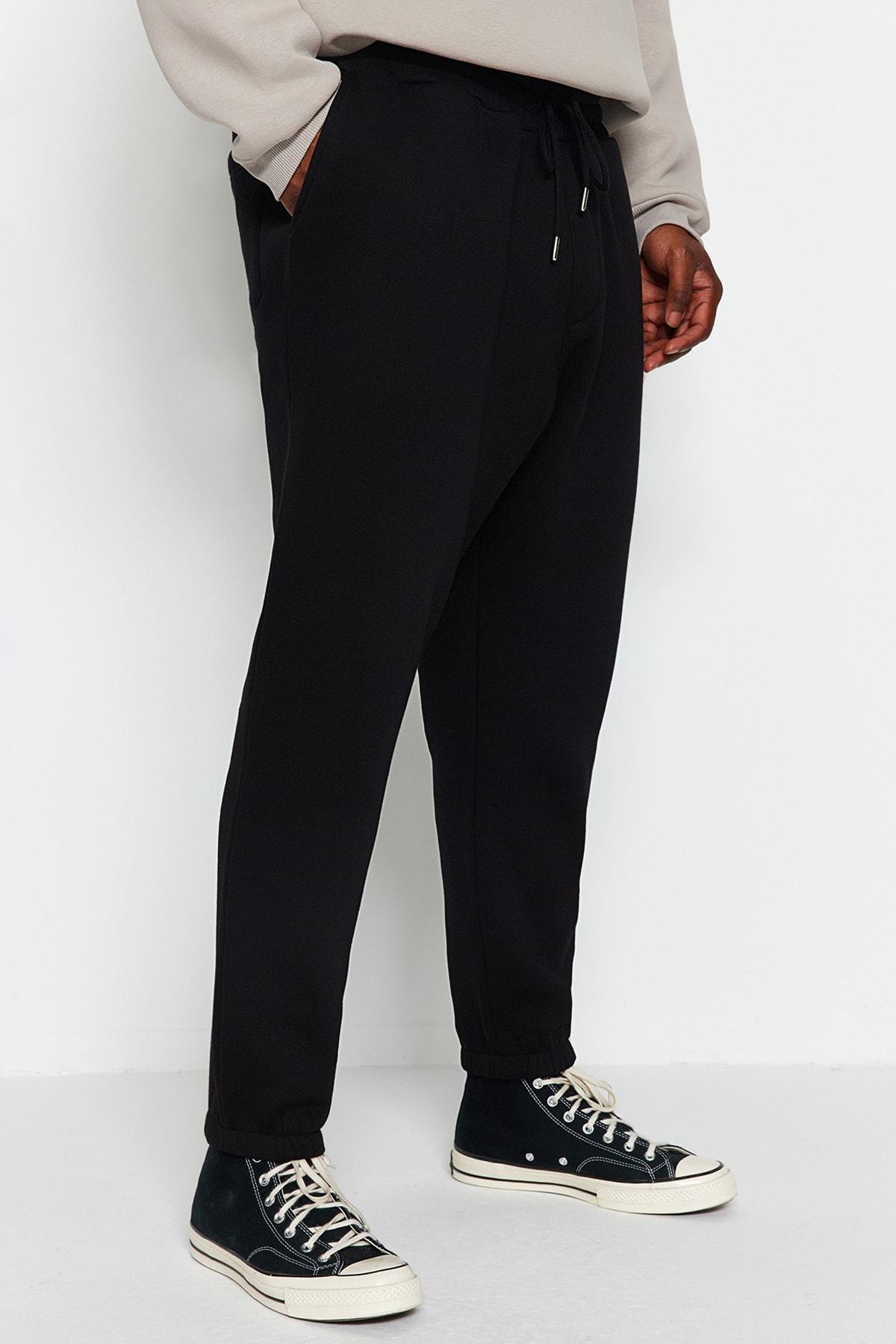 Black Plus Size Rubber Leg Fleece Sweatpants, BLACK, large image number 4
