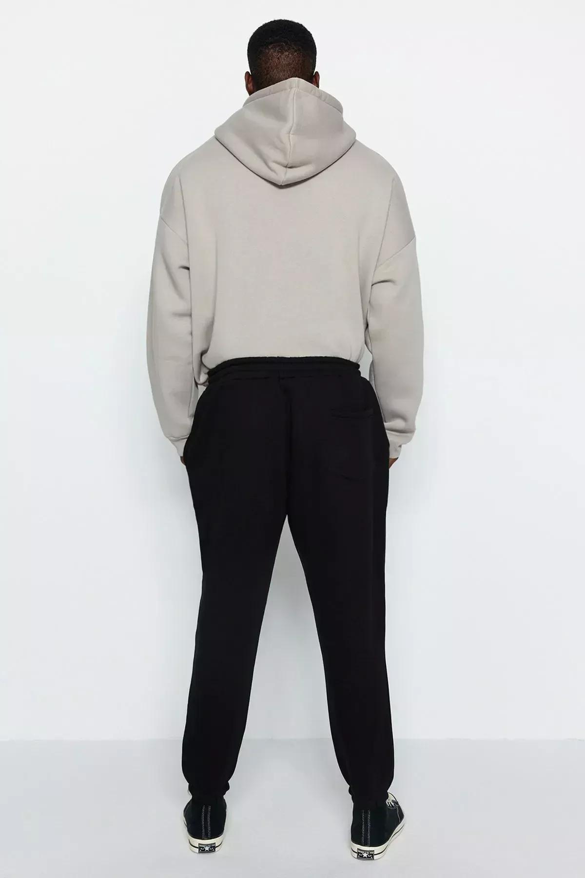 Black Plus Size Rubber Leg Fleece Sweatpants, BLACK, large image number 5