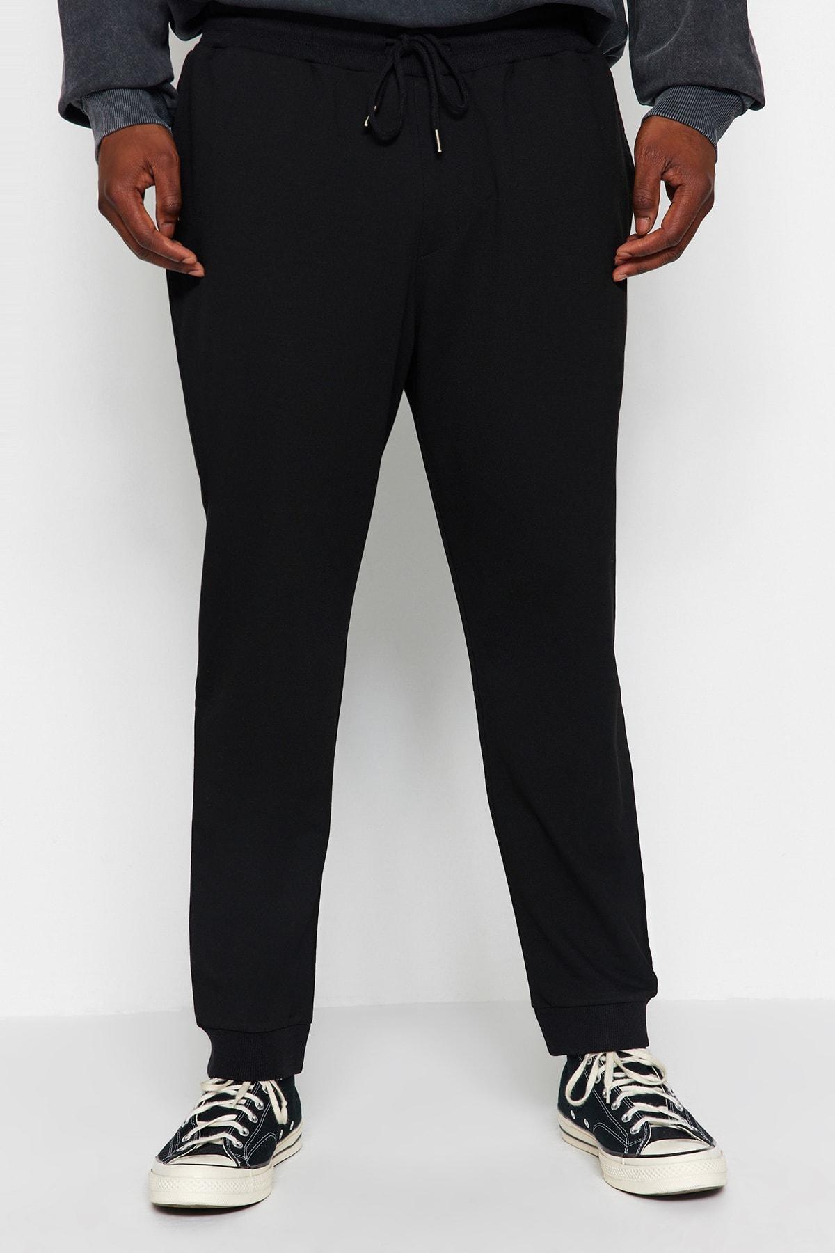 Black Plus Size Cut Sweatpants., , large image number 3