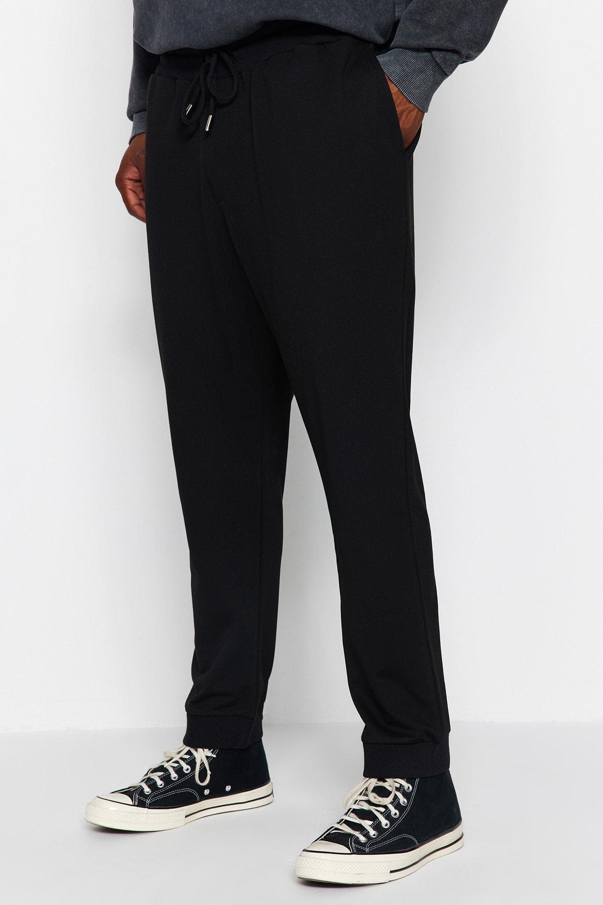 Black Plus Size Cut Sweatpants., , large image number 4
