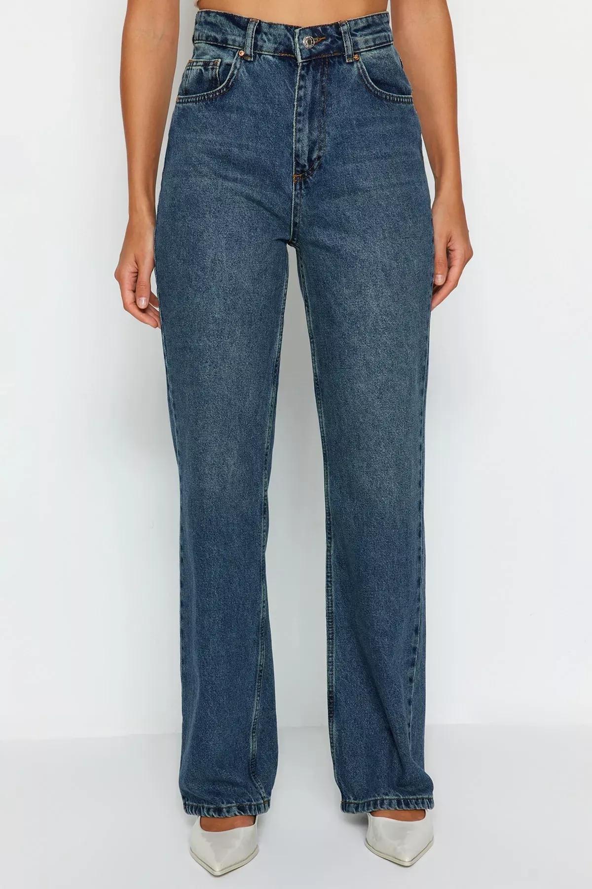 Blue High Waist Wide Leg Jeans, Blue, large image number 2