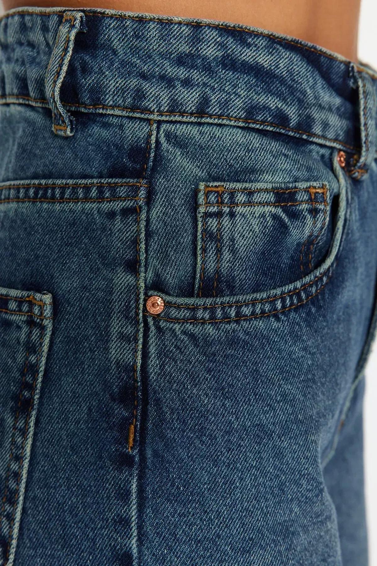 Blue High Waist Wide Leg Jeans, Blue, large image number 4