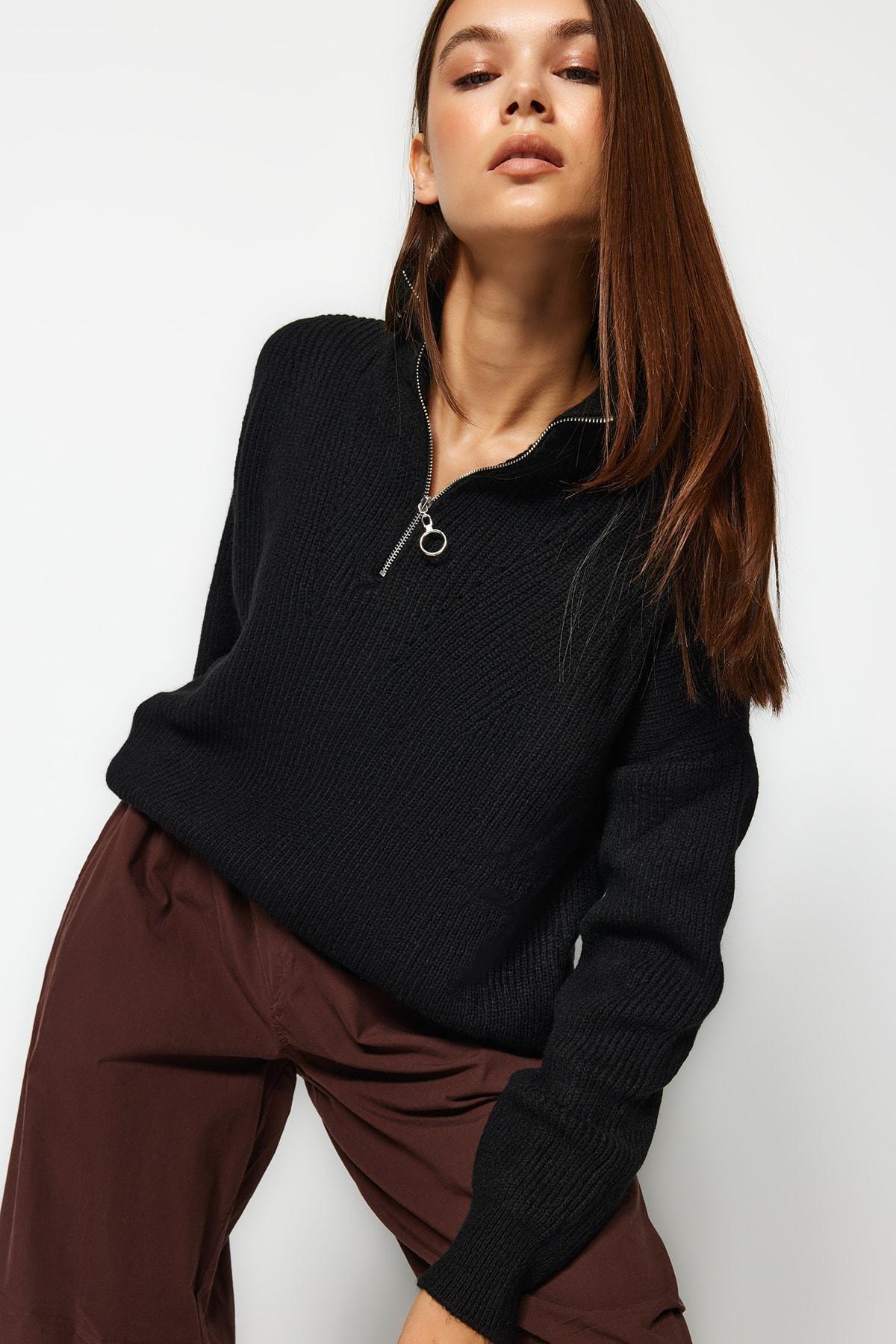 Black Acrylic Sweater, , large image number 1