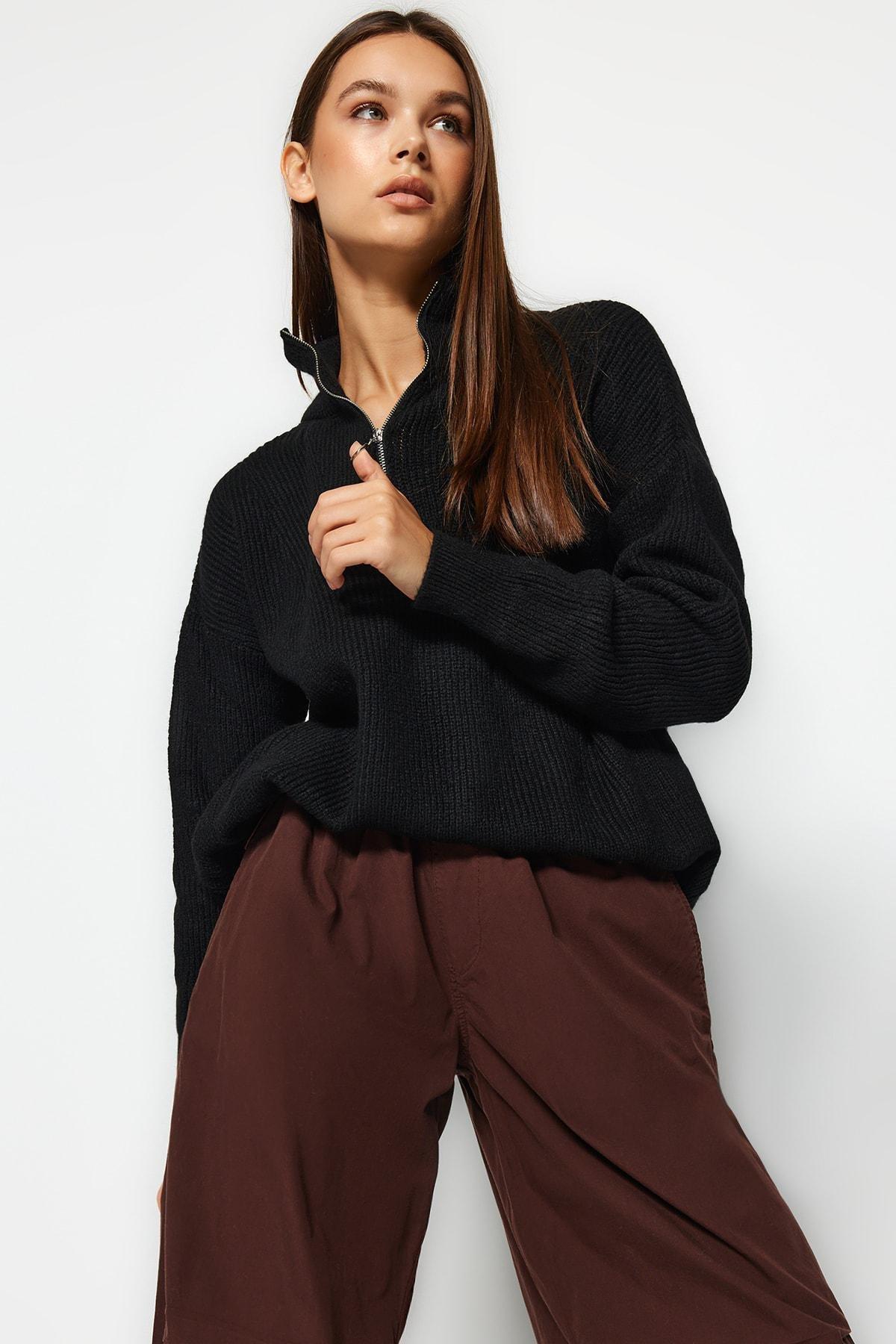 Black Acrylic Sweater, , large image number 2