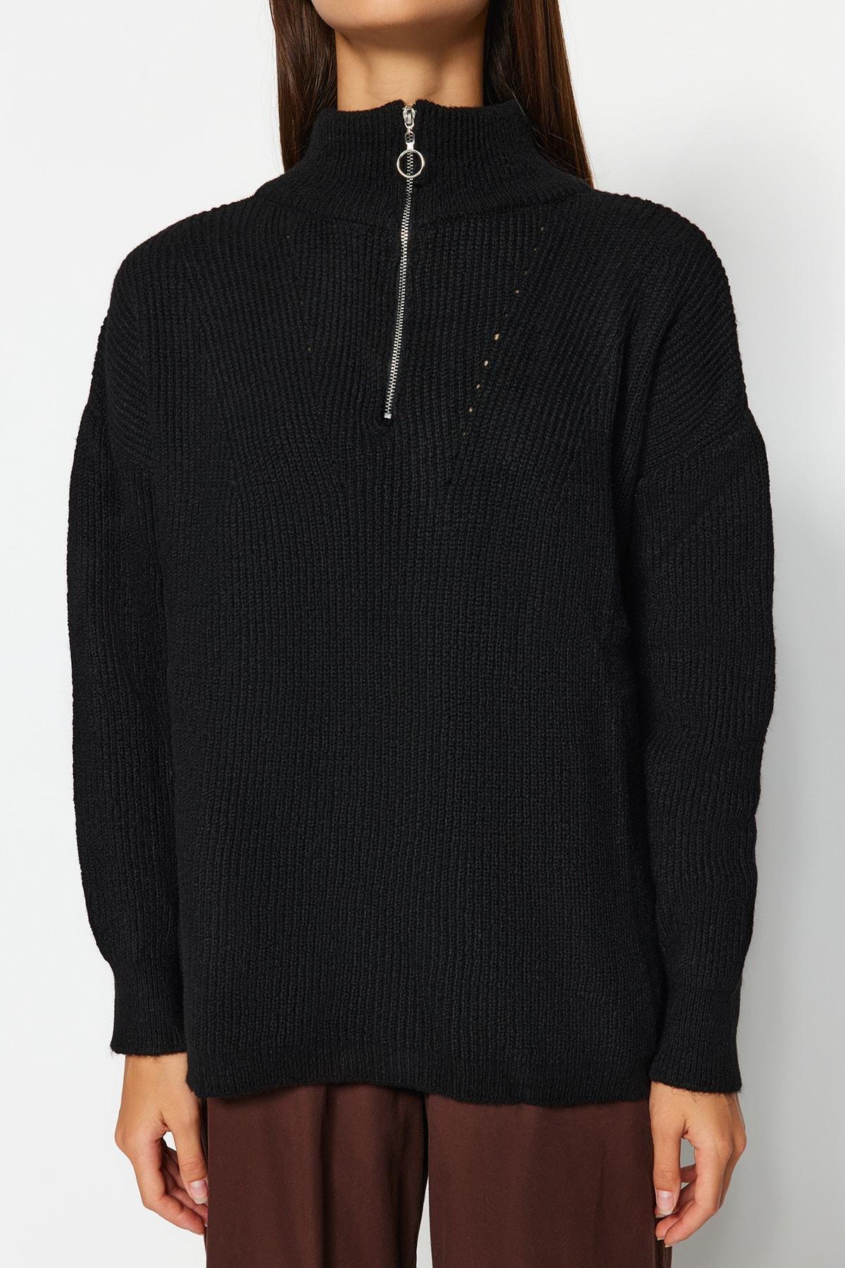 Black Acrylic Sweater, , large image number 4
