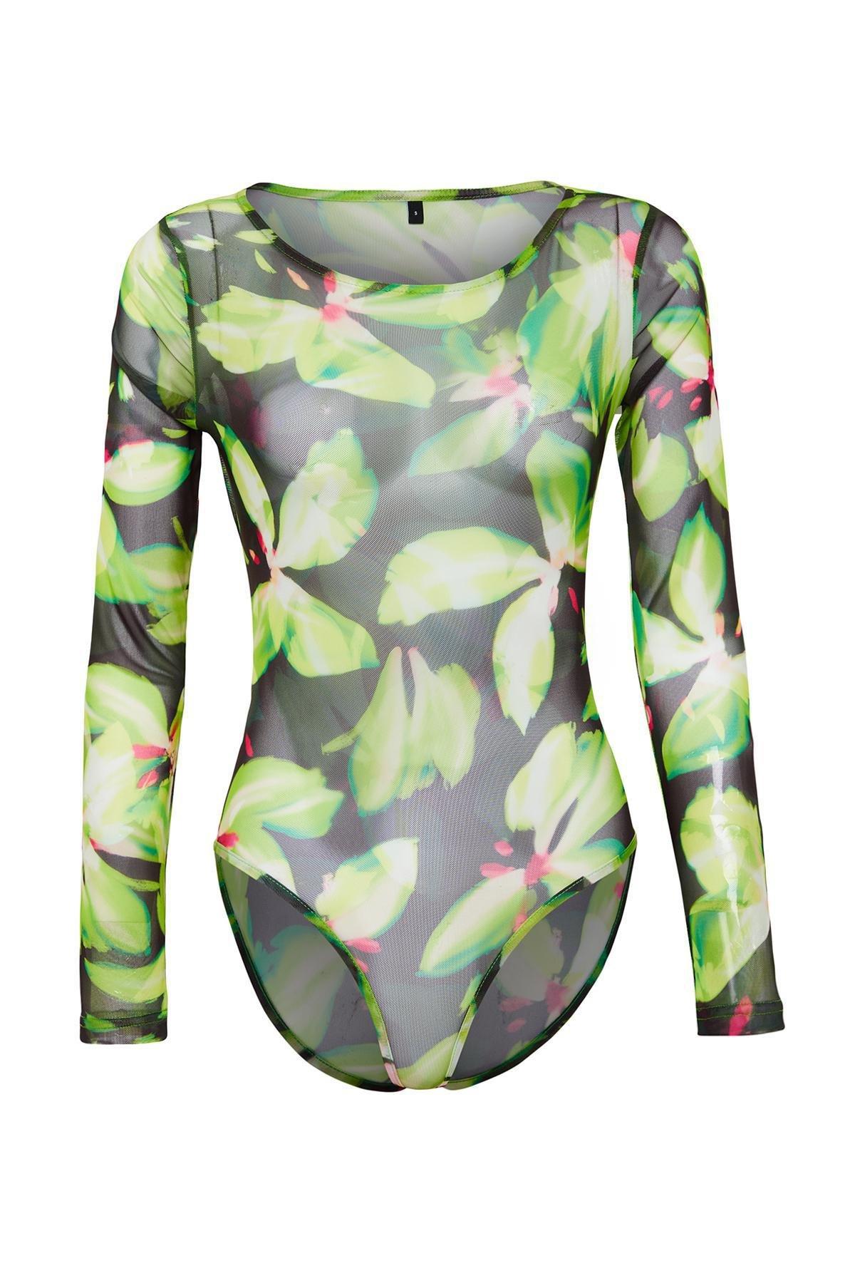 Trendyol - Green Printed Knitted Body