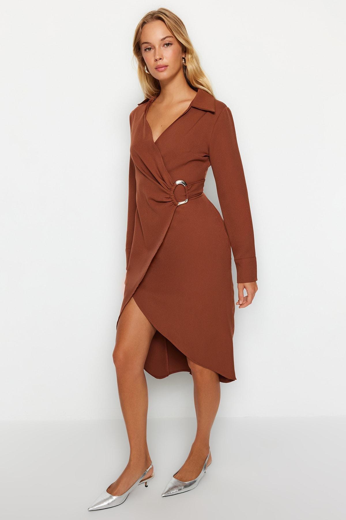 Trendyol - Brown Double Breasted Dress