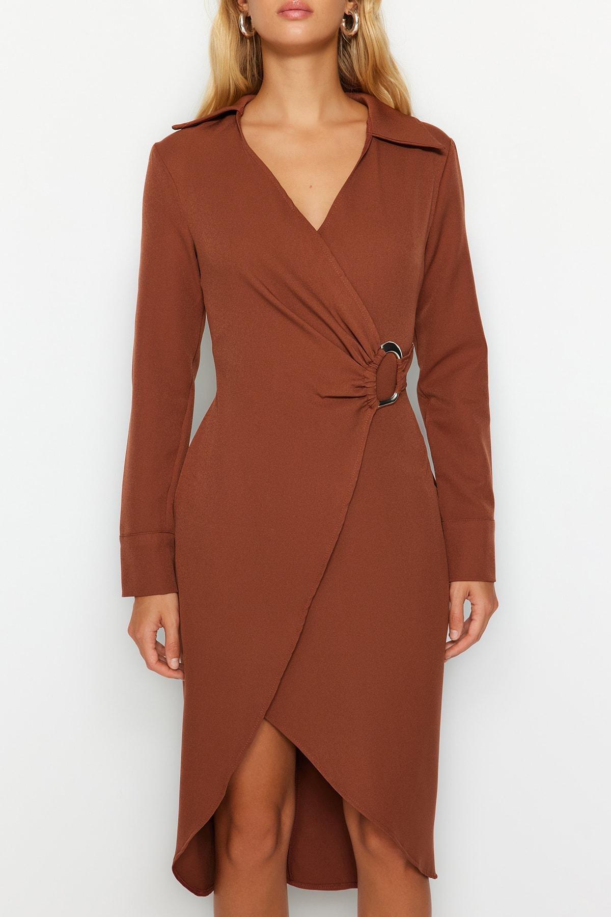 Trendyol - Brown Double Breasted Dress