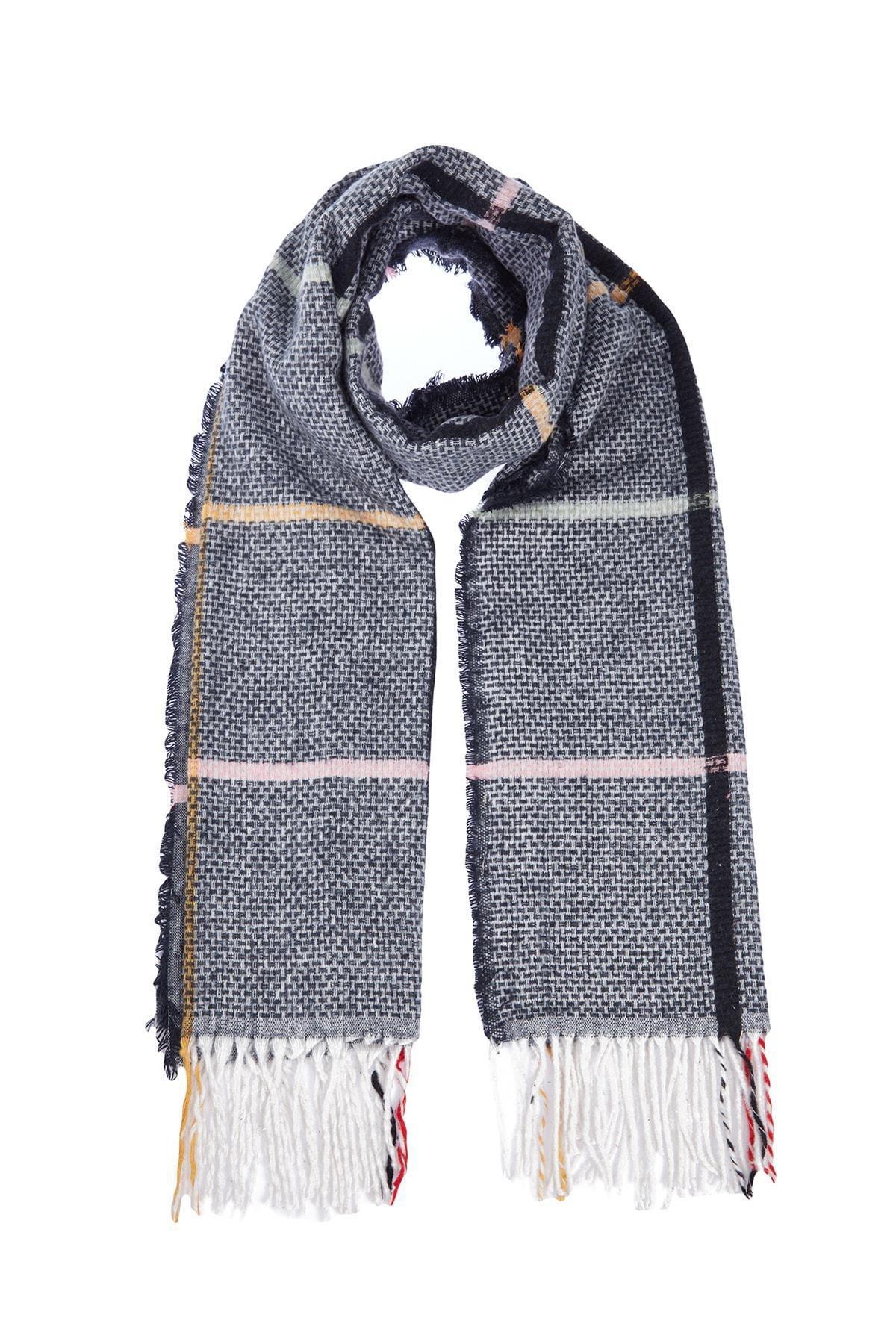 Grey Checkered Patterned Scarf, , large image number 3