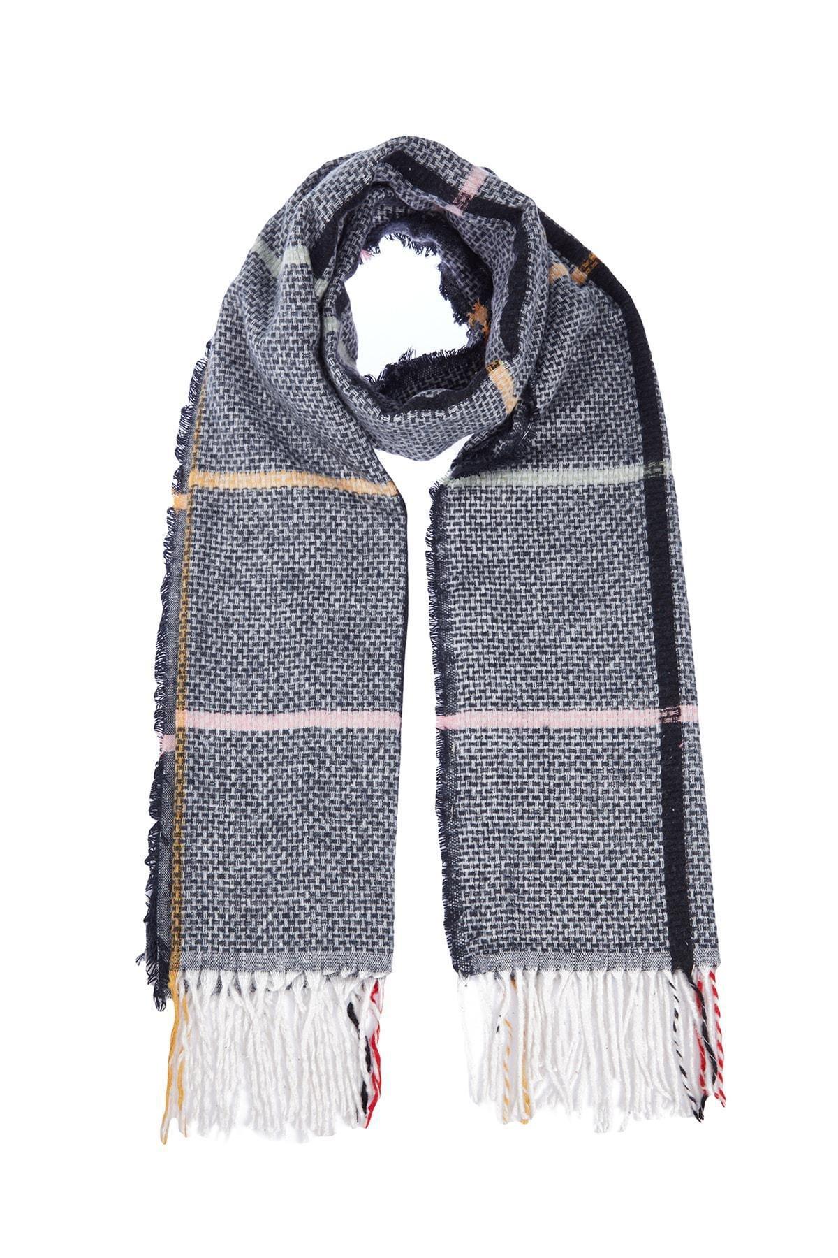 Trendyol - Grey Checkered Patterned Scarf