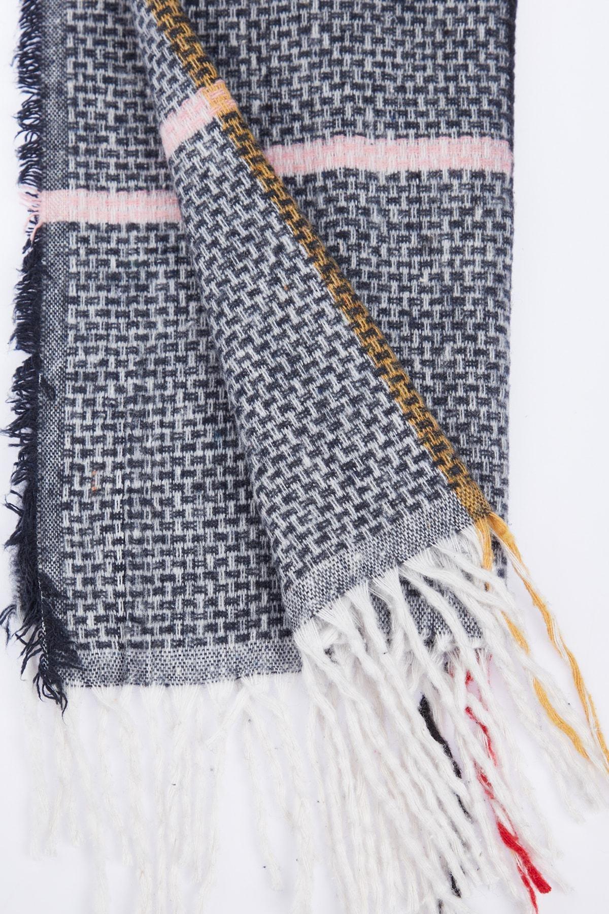 Grey Checkered Patterned Scarf, , large image number 5