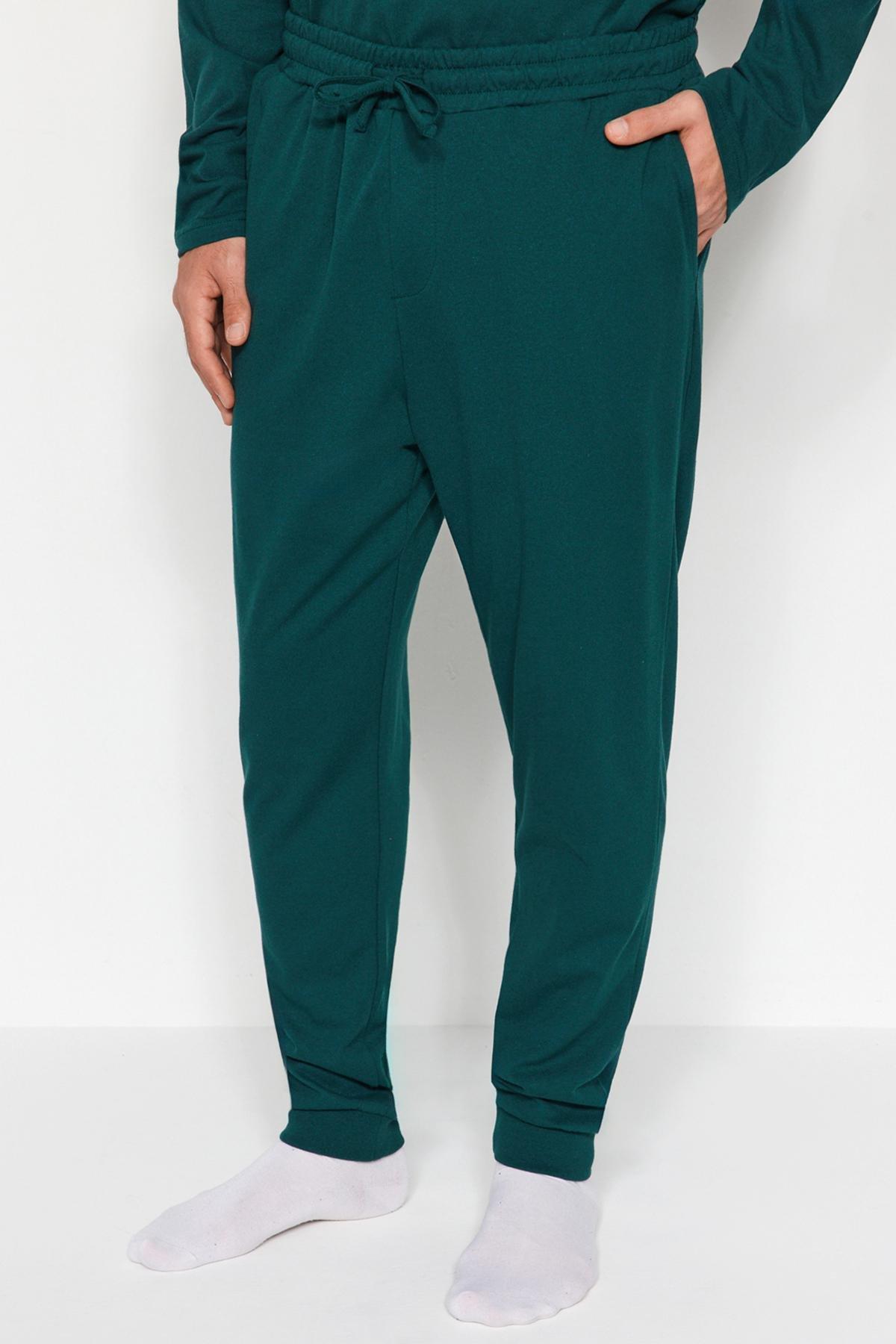 Green Printed Knitted Pyjamas Set, , large image number 6