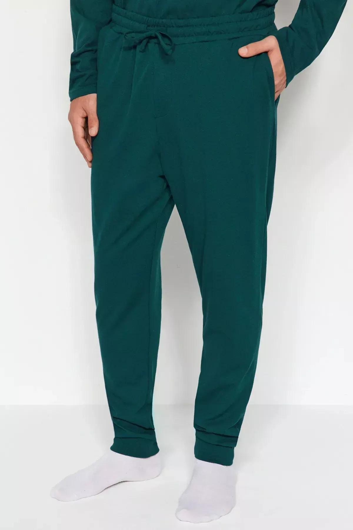 Green Printed Knitted Pyjamas Set, , large image number 6