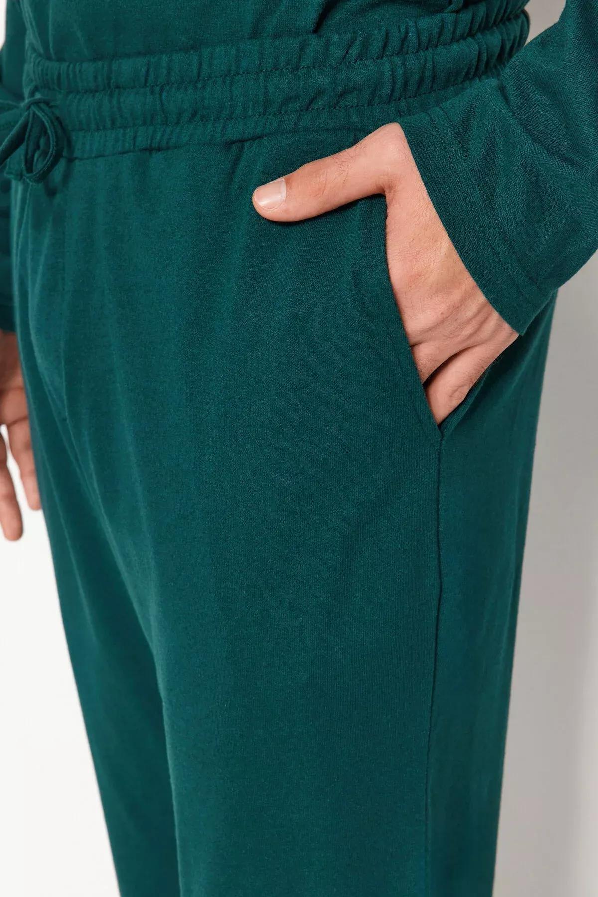 Green Printed Knitted Pyjamas Set, Green, large image number 7