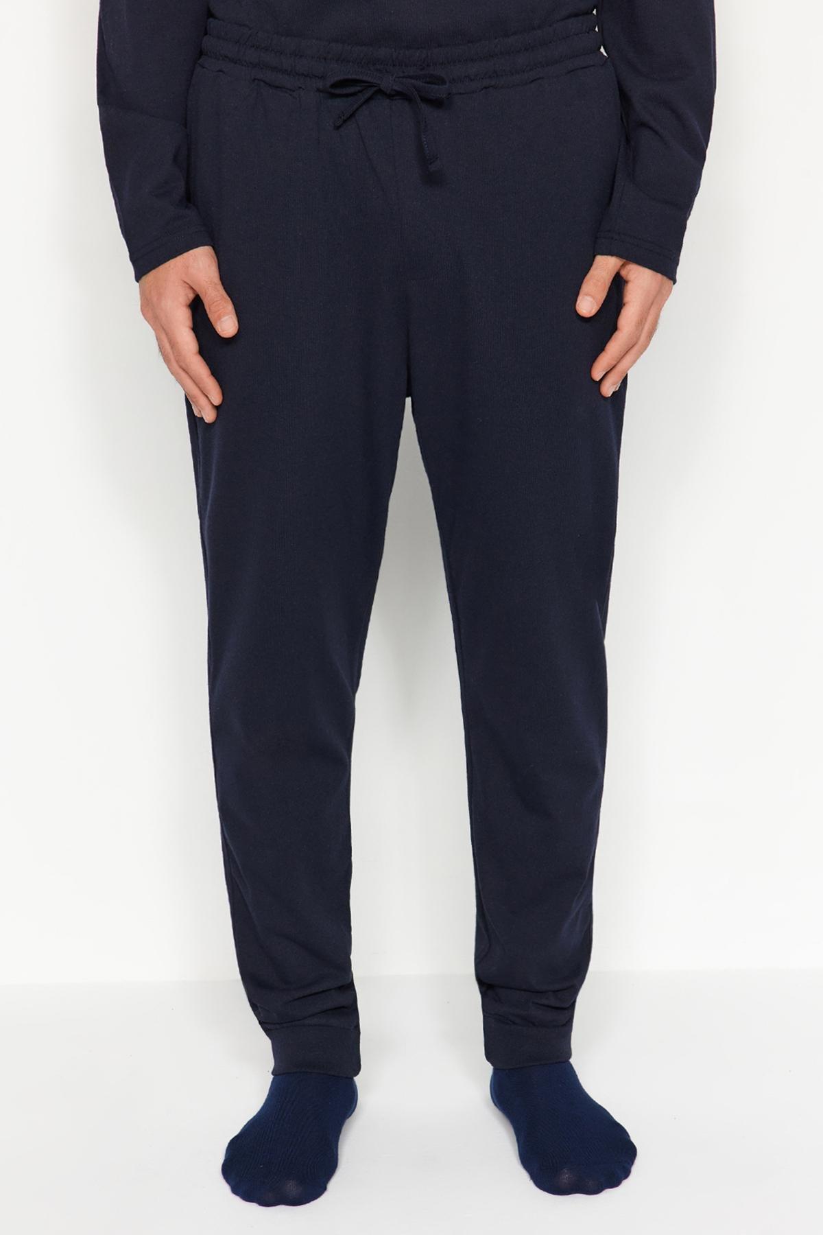 Navy Printed Knitted Pyjamas Set, Navy blue, large image number 5