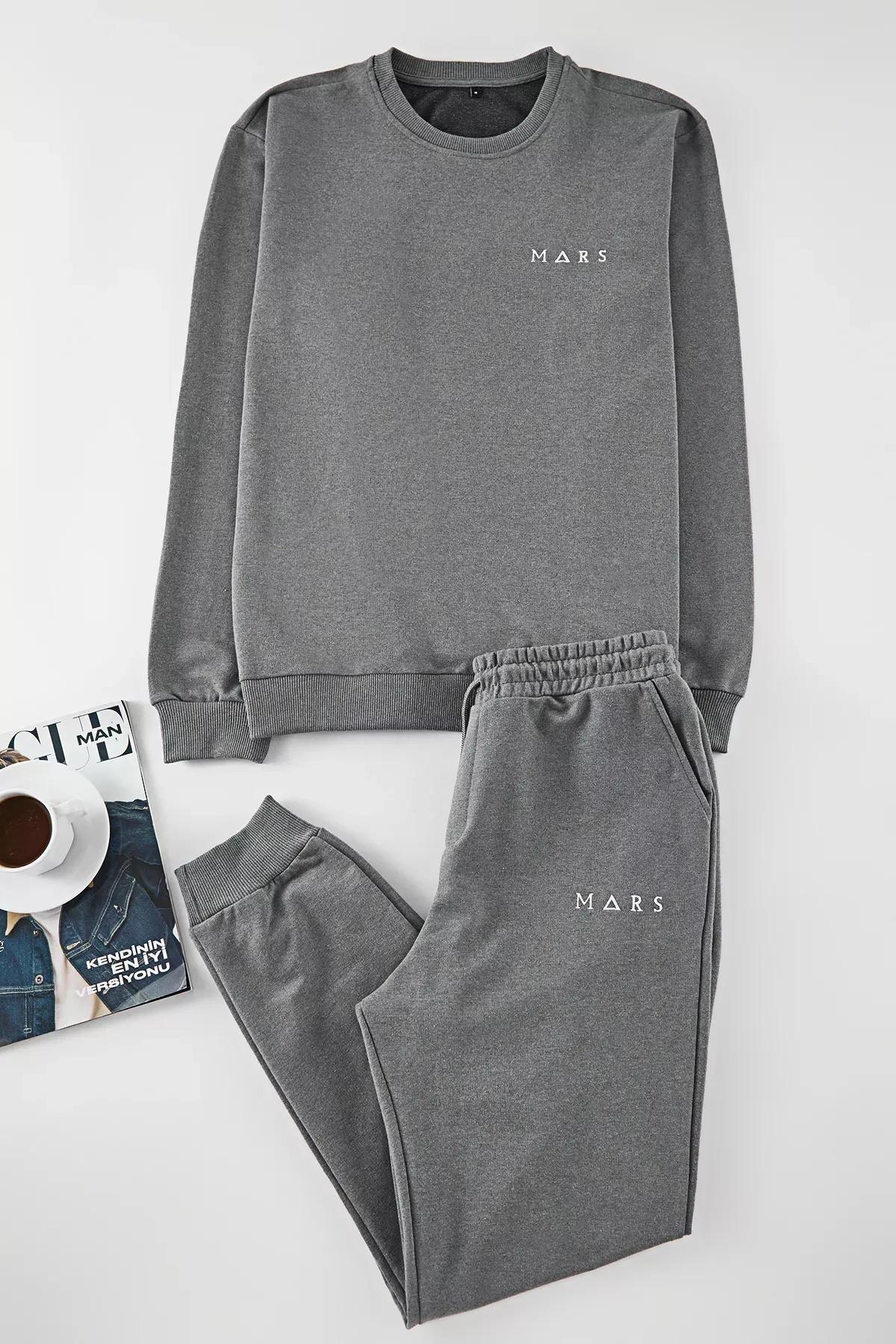 Grey Regular Fit Embroidered Pajama Set, , large image number 0