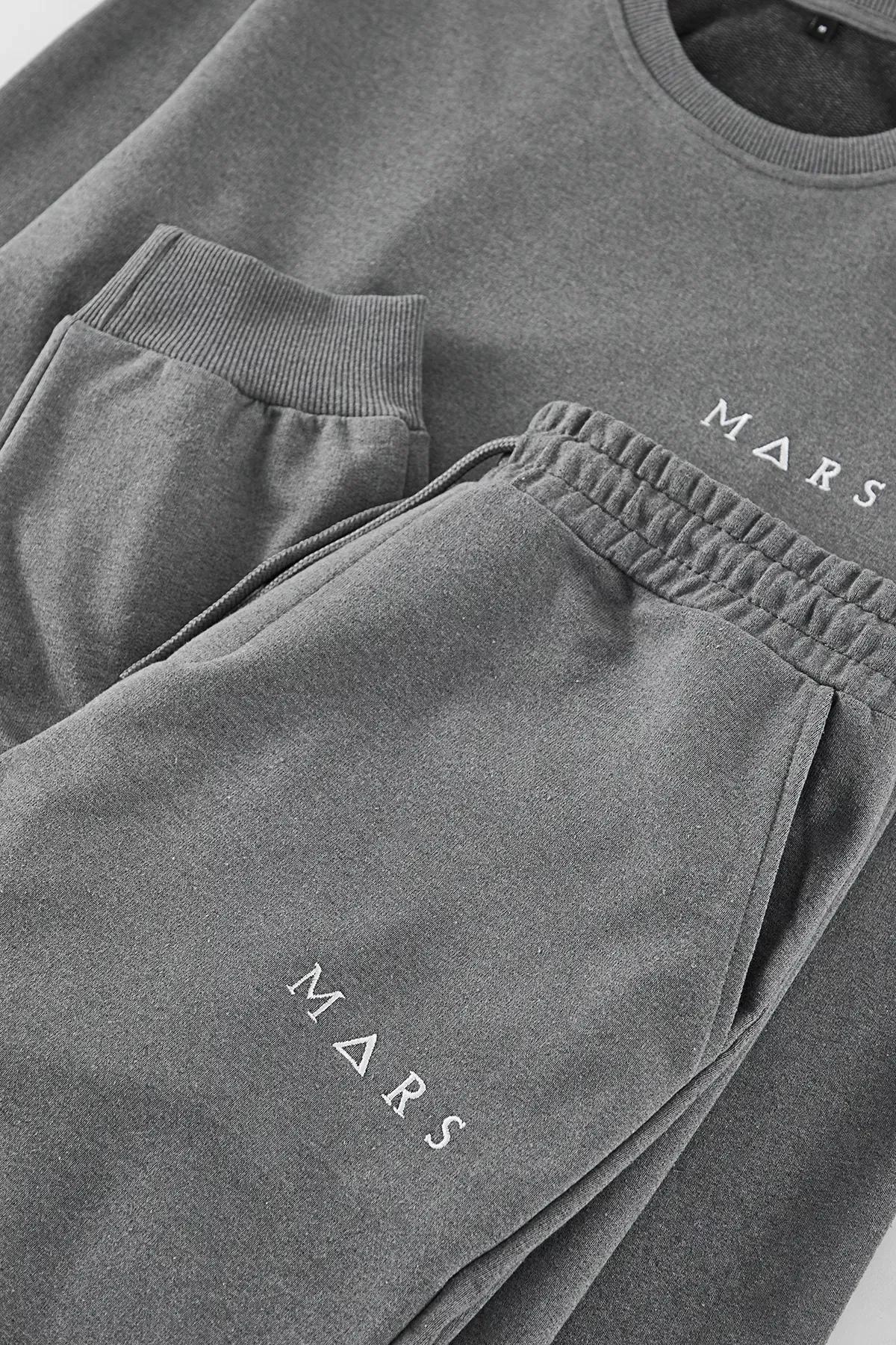 Grey Regular Fit Embroidered Pajama Set, , large image number 1