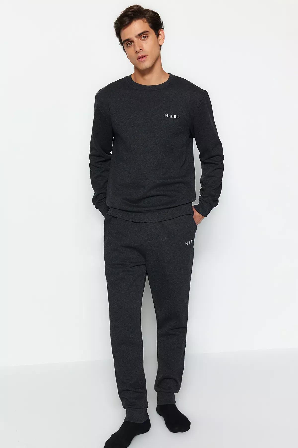 Grey Long Sleeve Pyjamas Set, , large image number 0