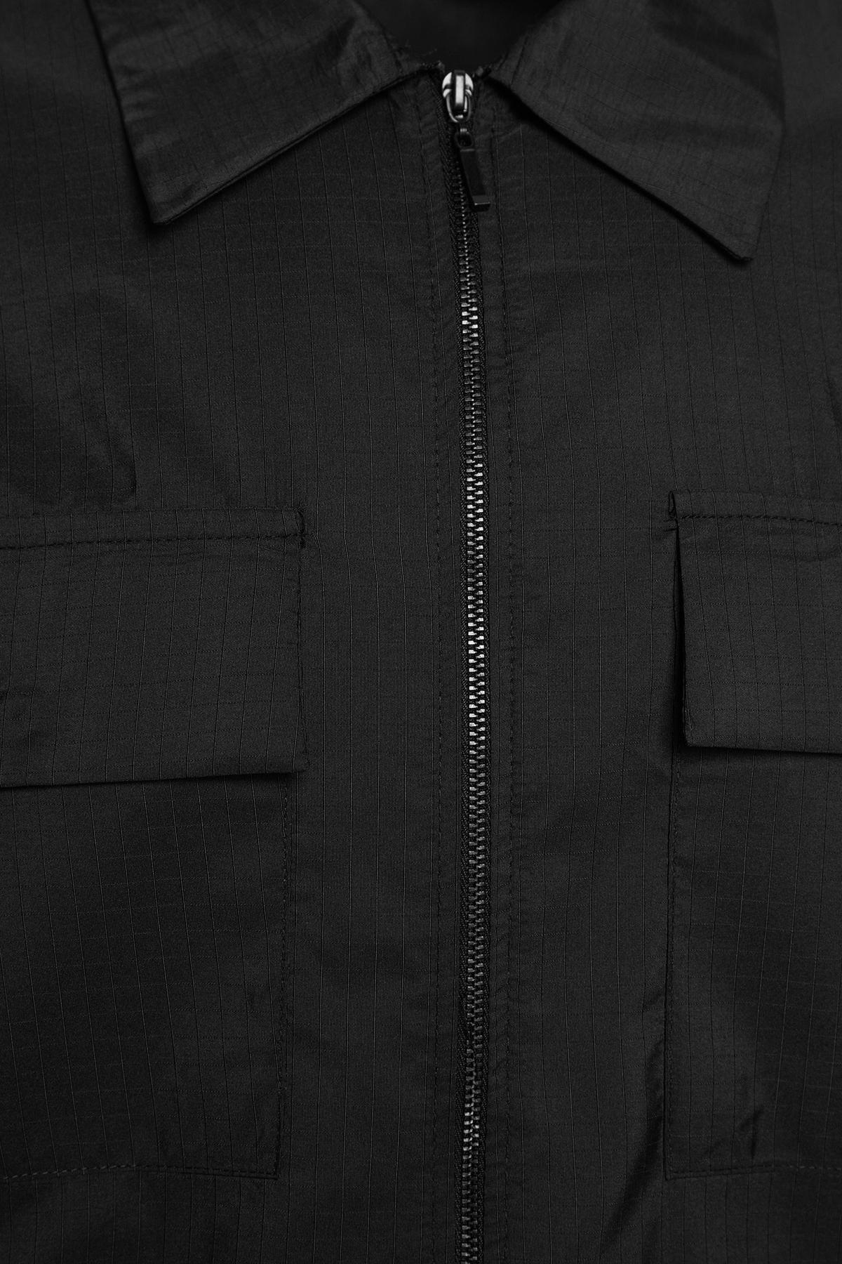 Black Regular Technical Fabric Shirt, BLACK, large image number 6