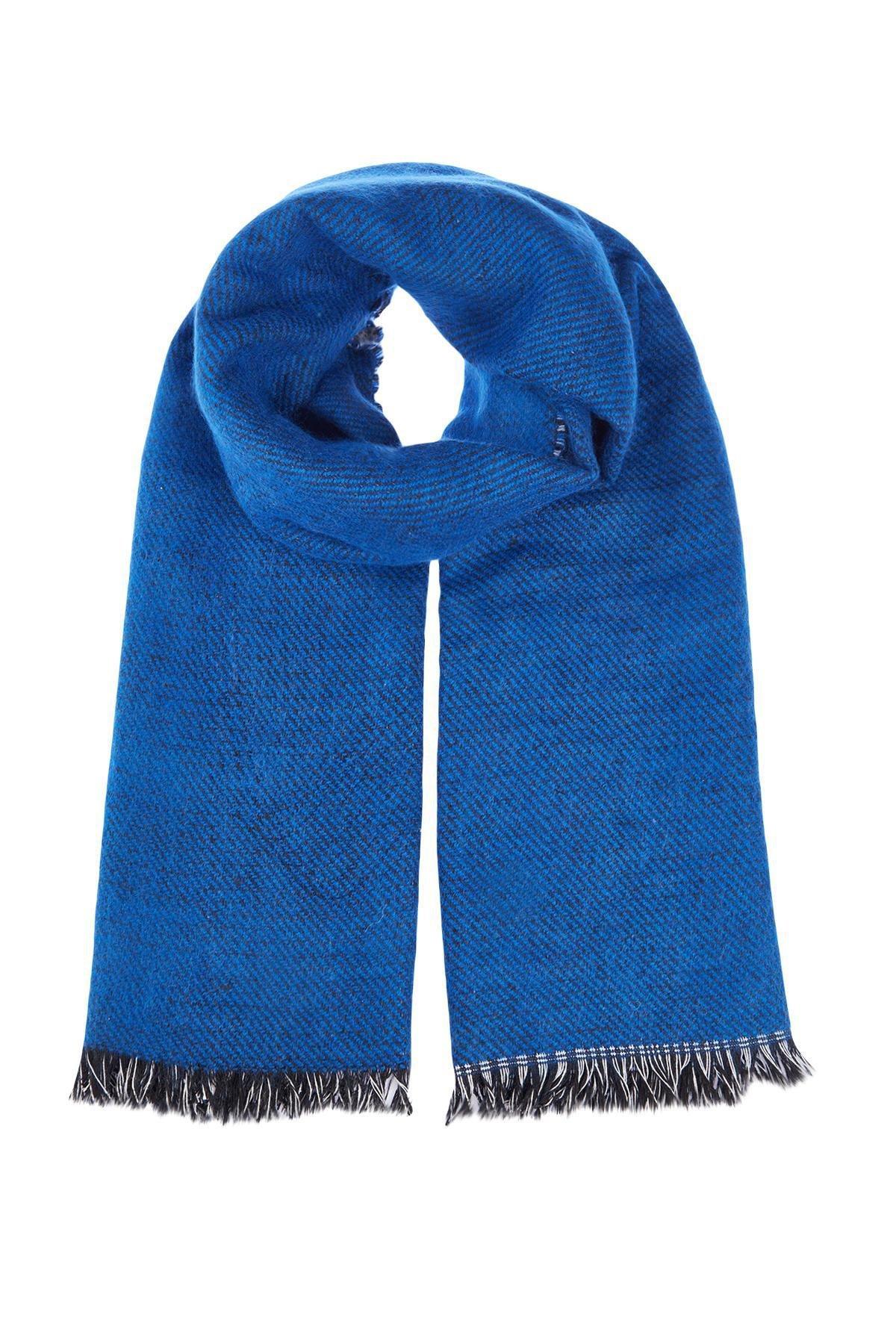 Blue Crowbar Patterned Textured Scarf, Sax, large image number 4