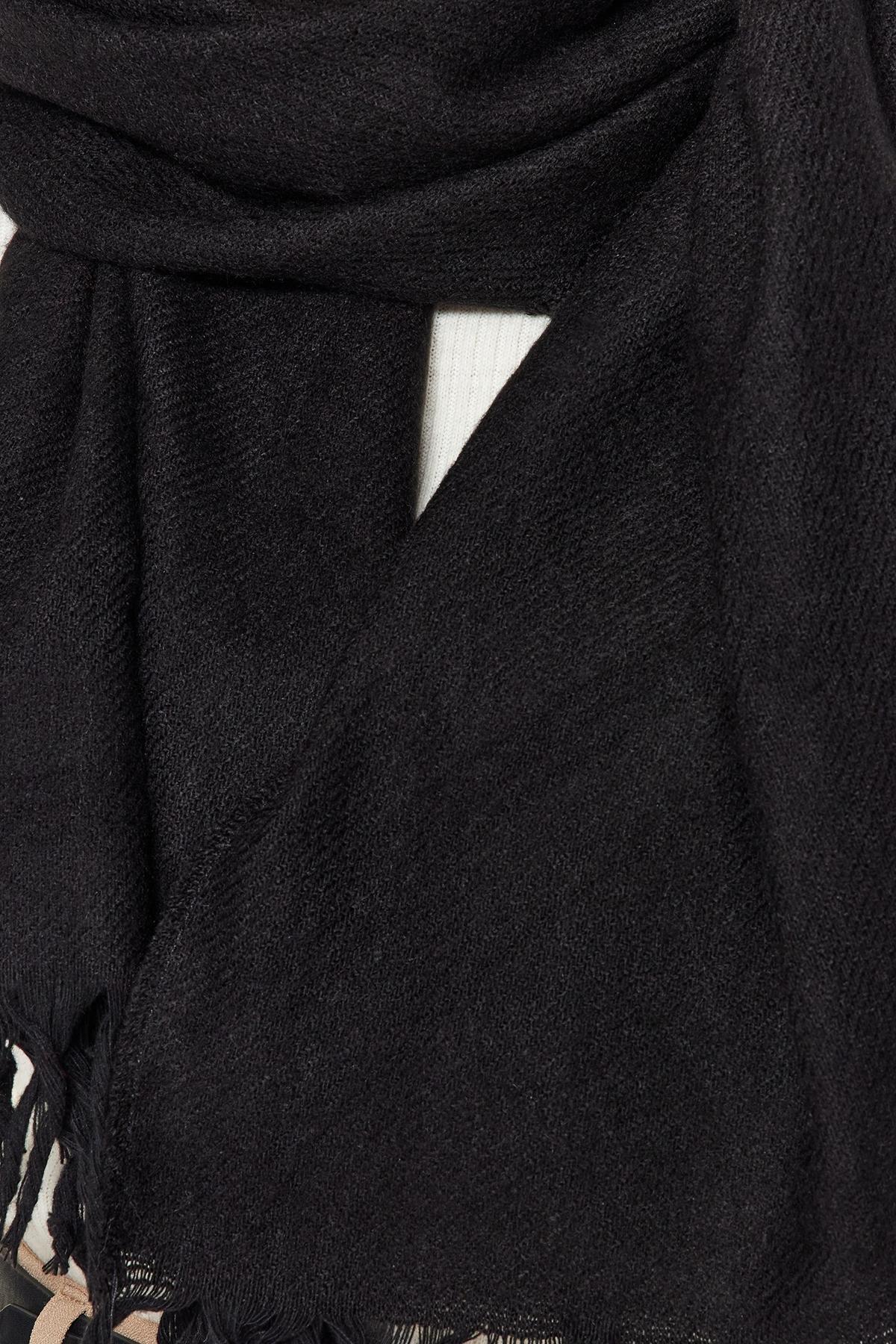 Black Soft Textured Scarf, BLACK, large image number 1