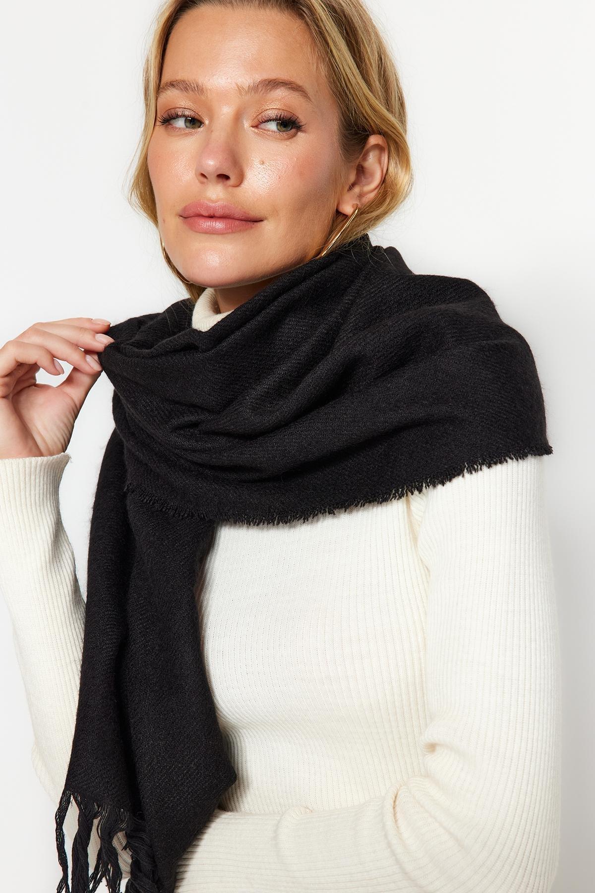 Black Soft Textured Scarf, BLACK, large image number 3