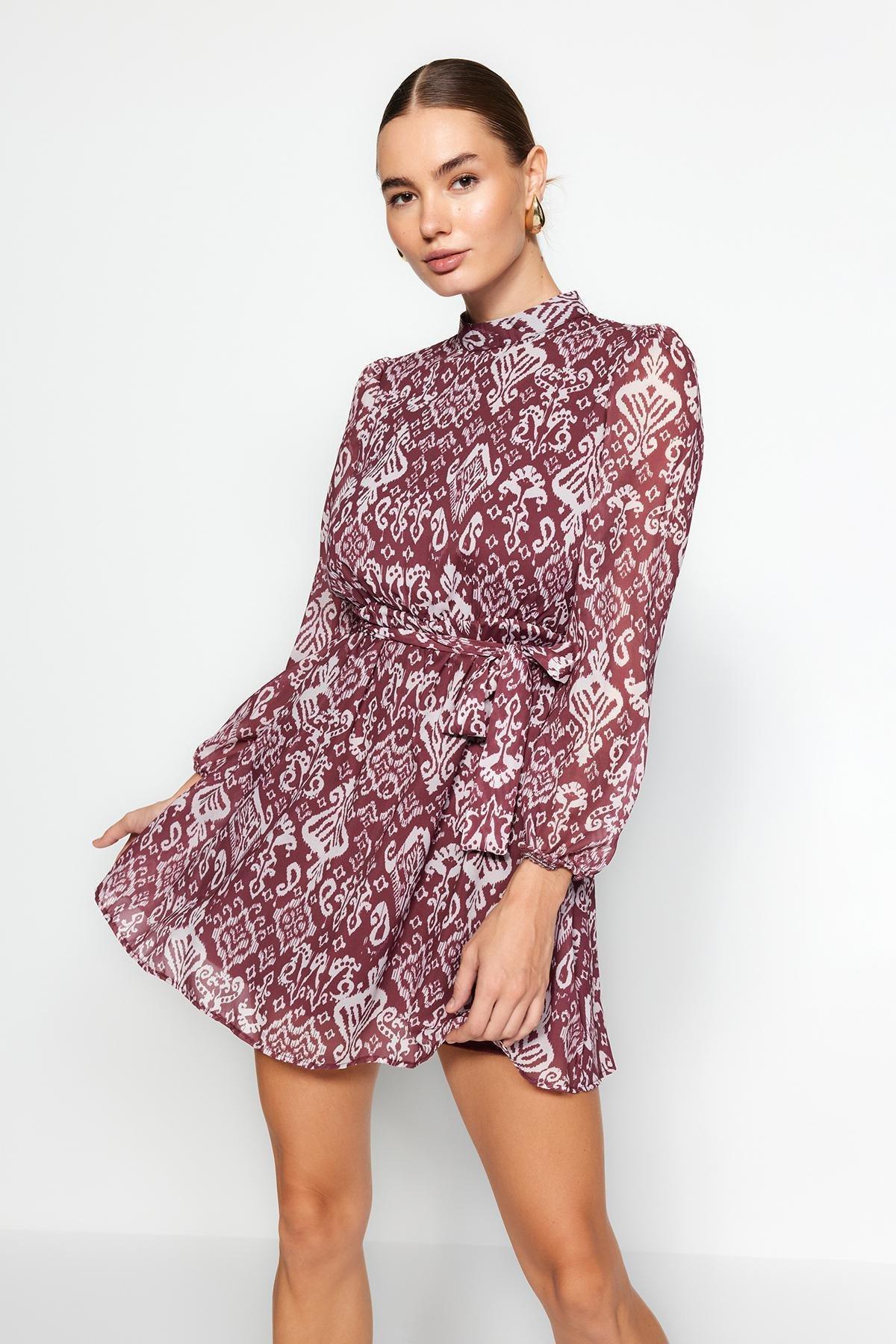 Multicolour Belted Lined Mini Dress, , large image number 2