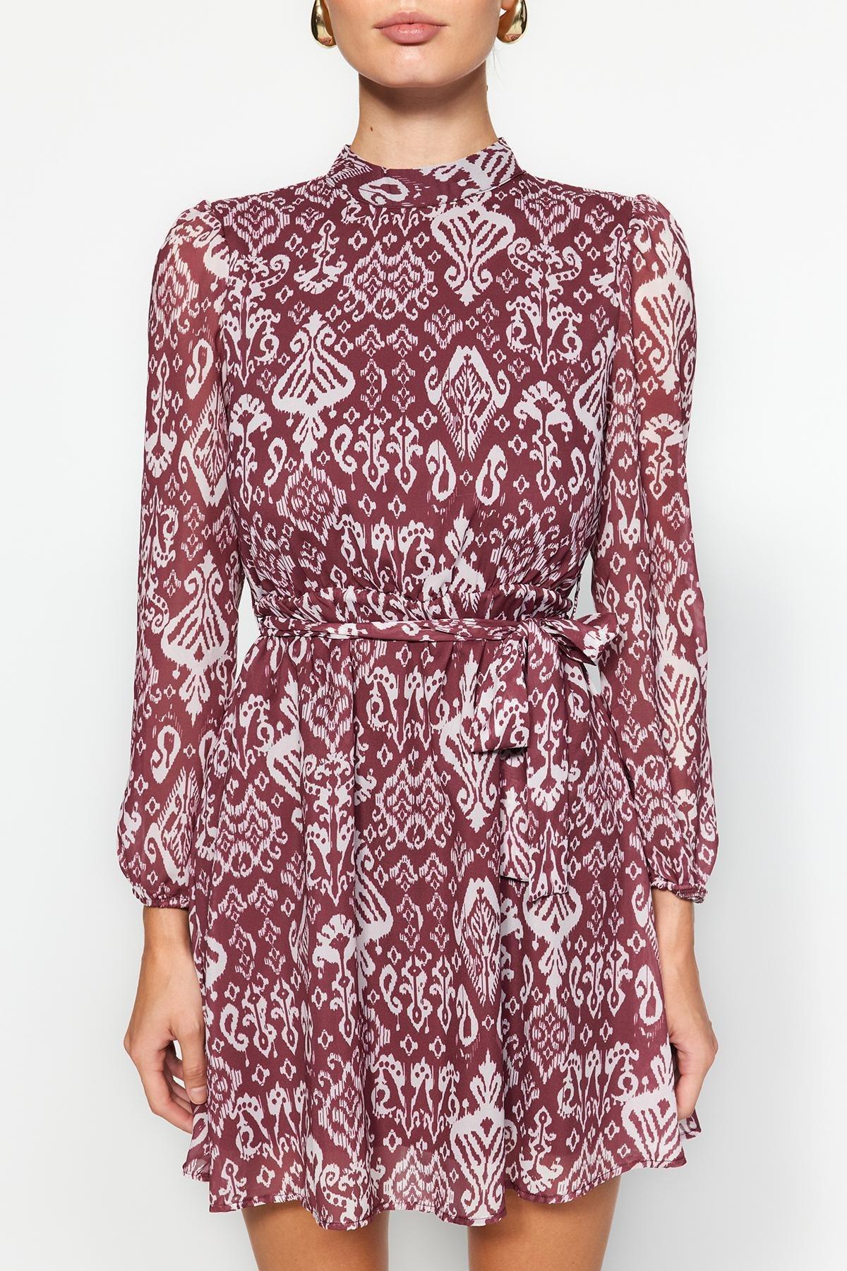 Multicolour Belted Lined Mini Dress, , large image number 3