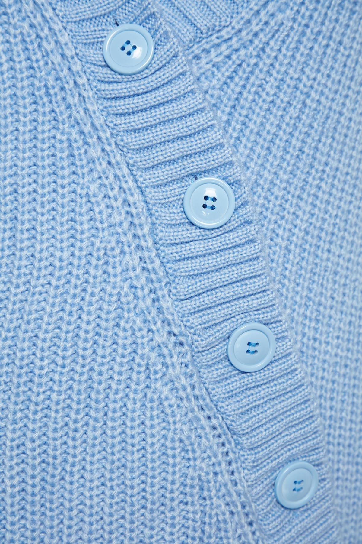 Trendyol - Blue Asymmetrical Knitwear Cardigan