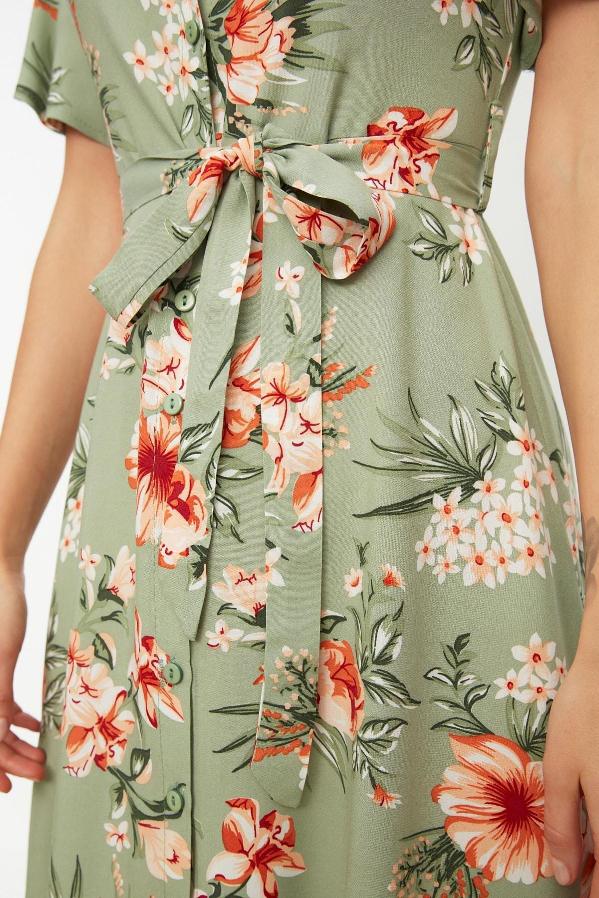 Green Floral Shirt Dress, , large image number 3