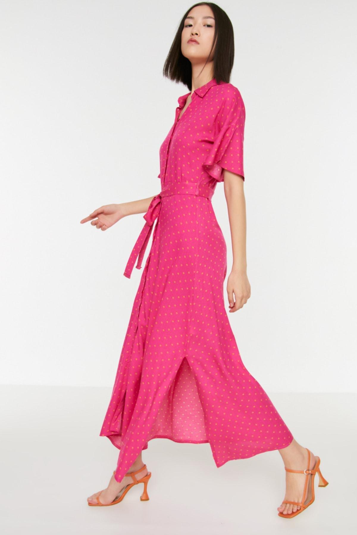 Pink Shirt Polka Dot Dress, , large image number 0
