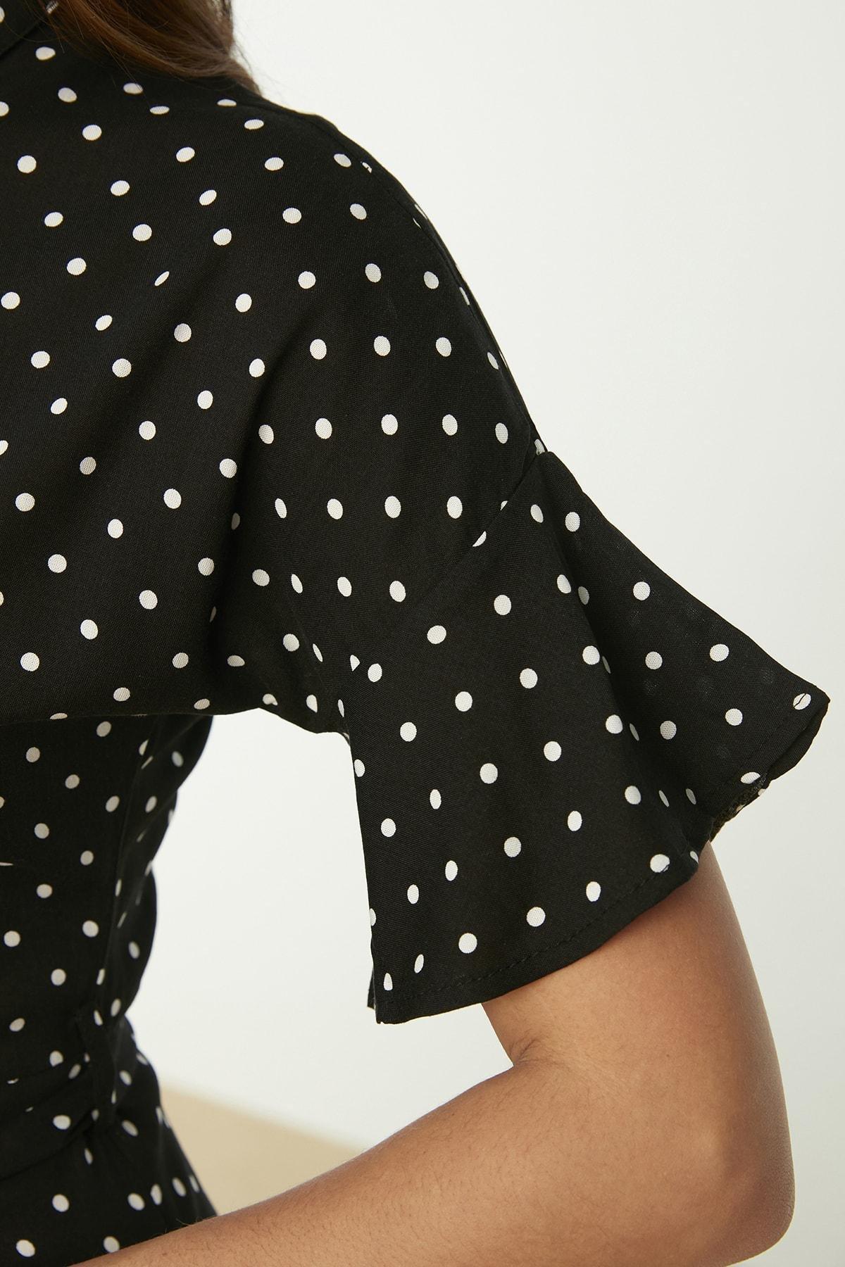 Black Polka Dot Shirt Dress, , large image number 4